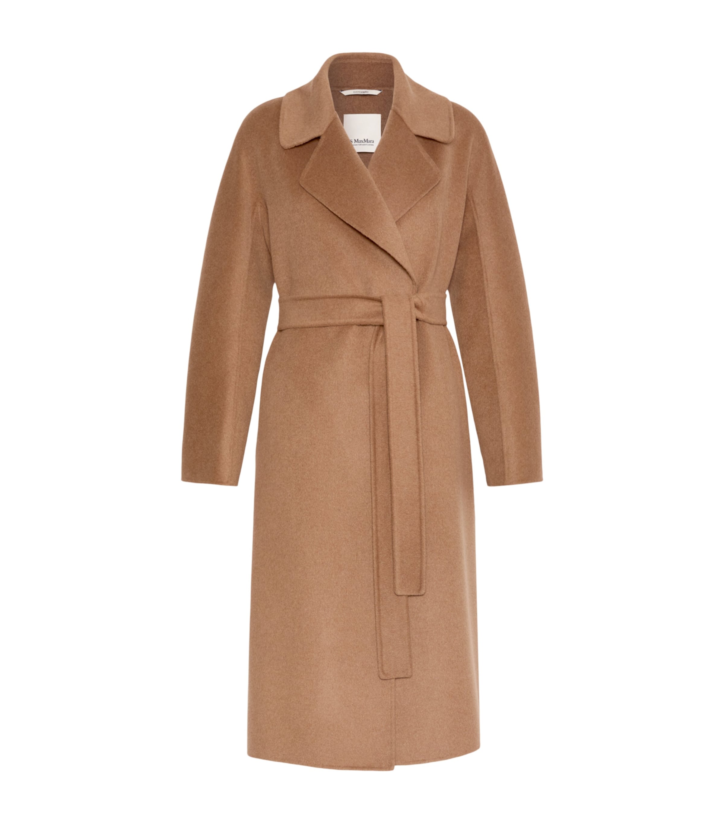 Max Mara Womens Wool-Cashmere-Blend Wrap Coat Camel Image 1
