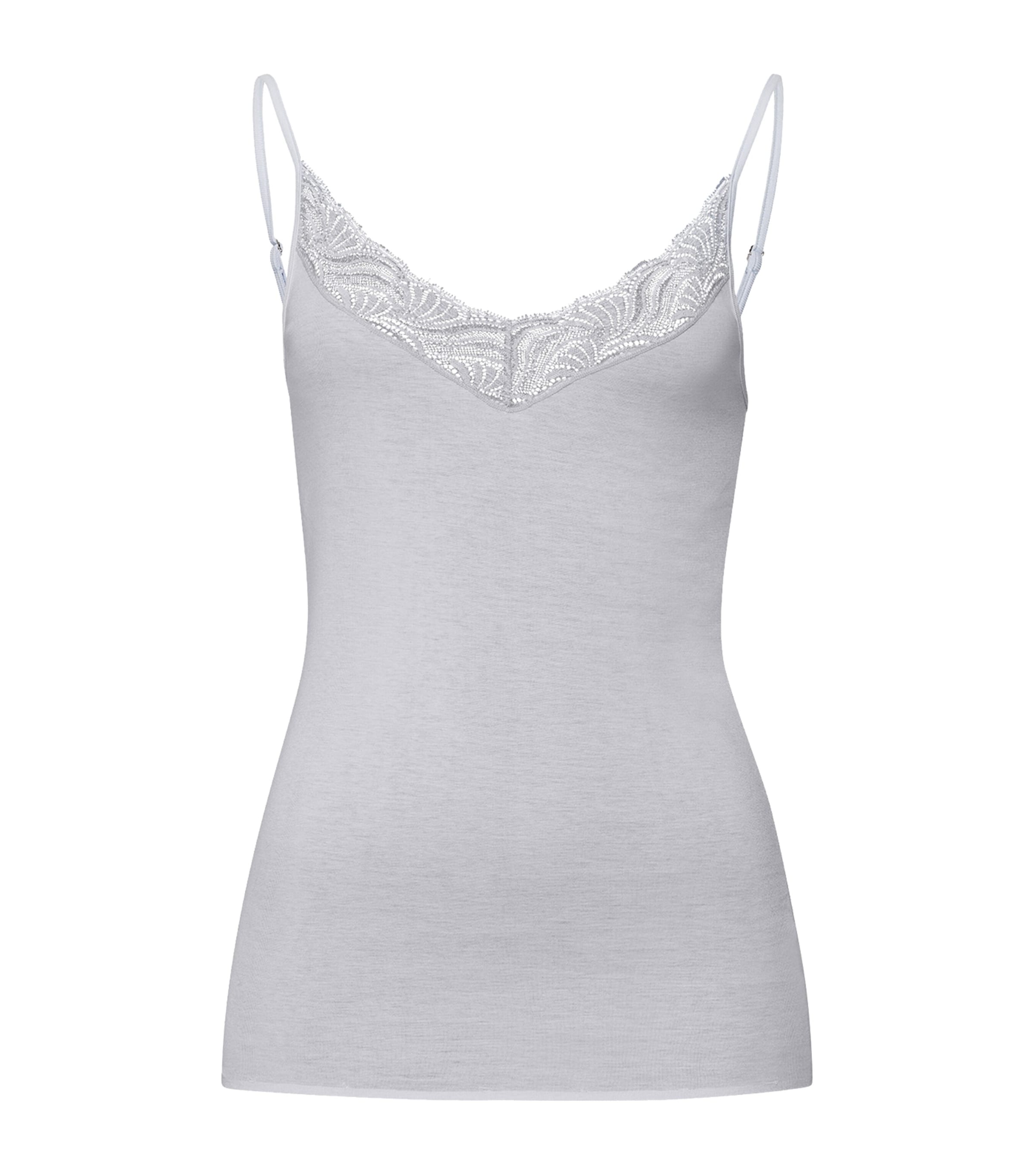 Hanro Belina Cotton V Neck Spaghetti Camisole In Blue