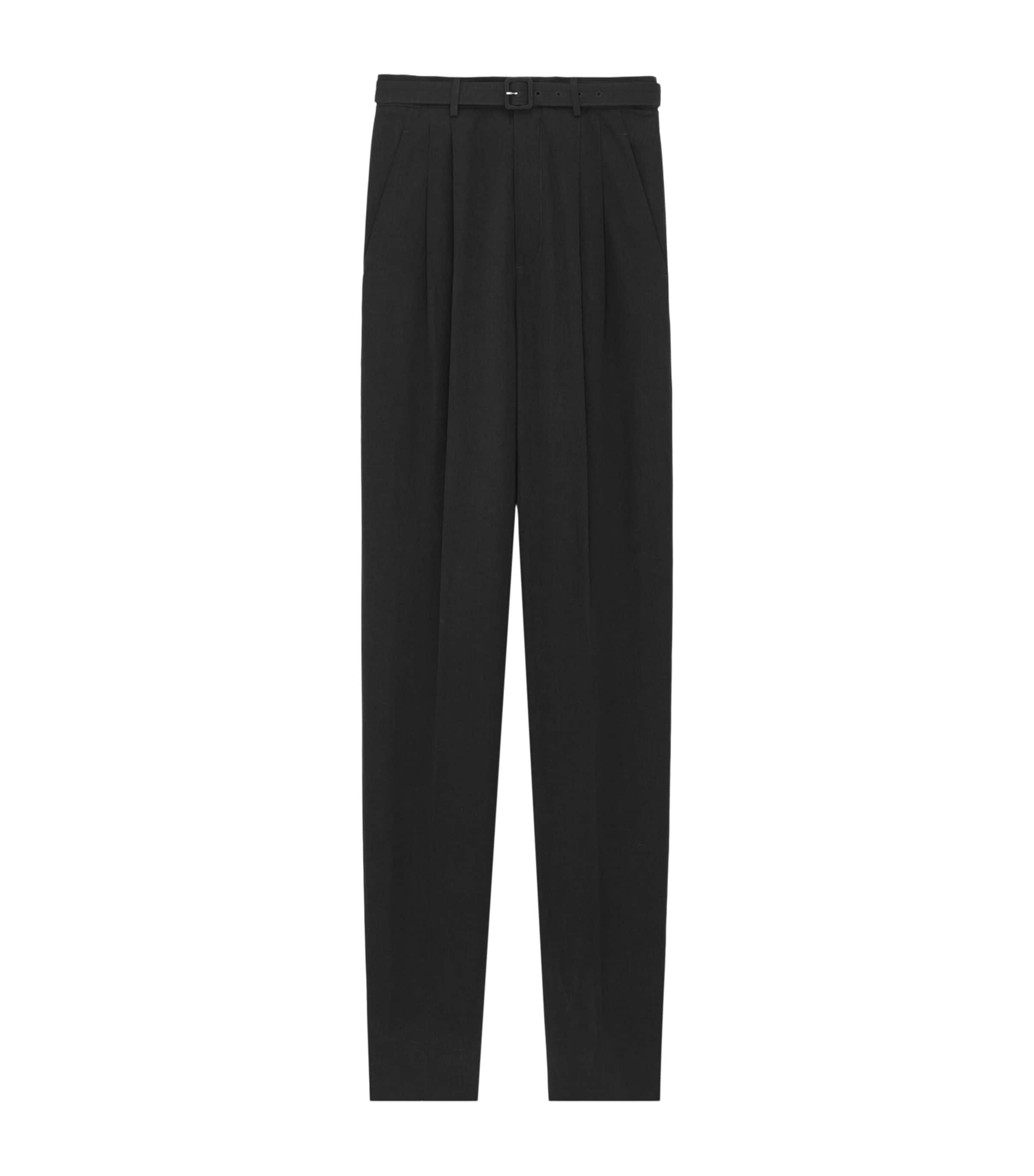 Saint Laurent Mens Cotton Pleated Trousers Image 1