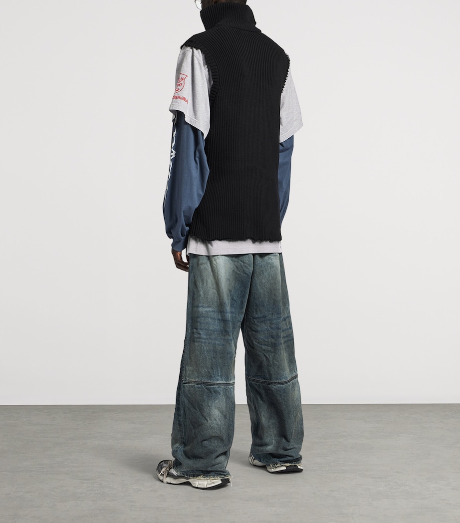 Balenciaga Mens Hybrid Layered Quarter-Zip Sweater Image 3