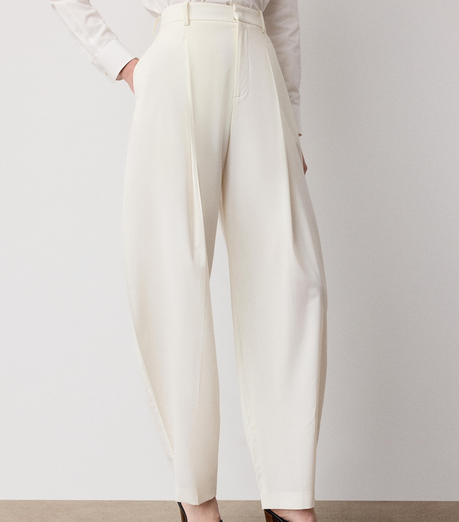 Ralph Lauren Collection Womens Wool-Blend High-Waist Harlo Trousers Cream Image 3