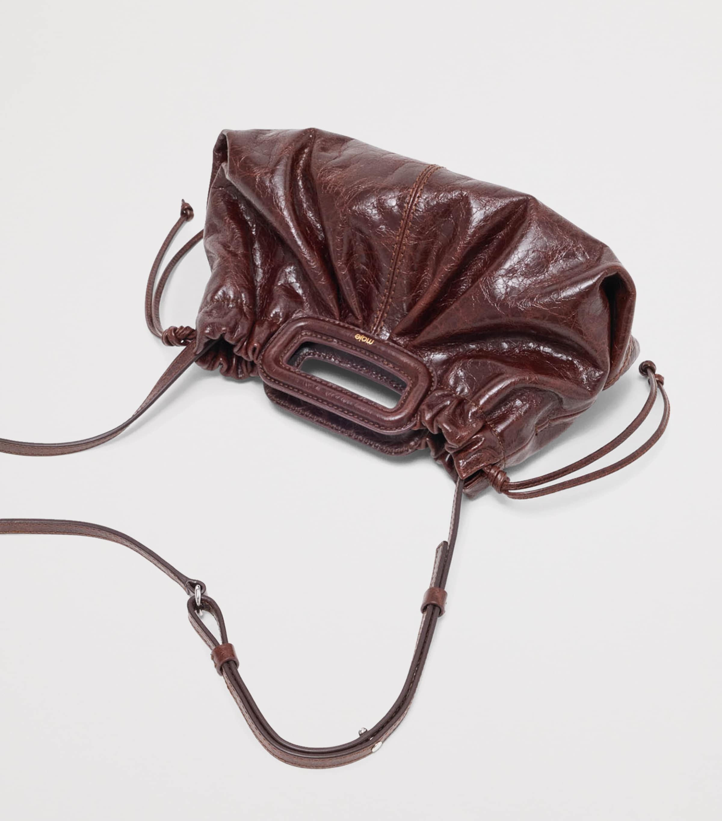 Maje Leather Milpli Clutch Bag Dark Brown Image 10