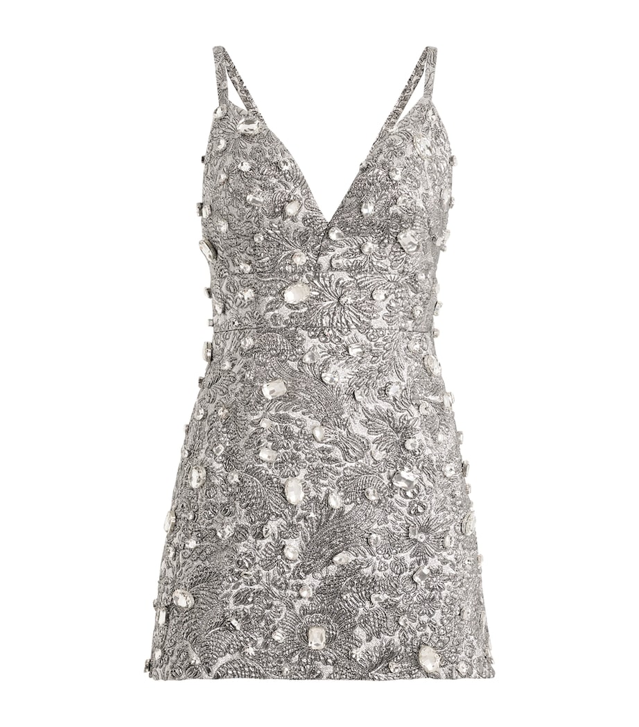 Dolce&Gabbana Womens Metallic Embroidered Mini Dress Embr Image 1