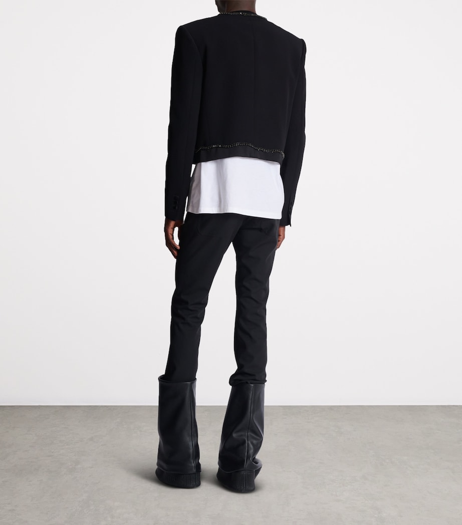 Crepe Embroidered Cropped Jacket 0PA NOIR Image 3