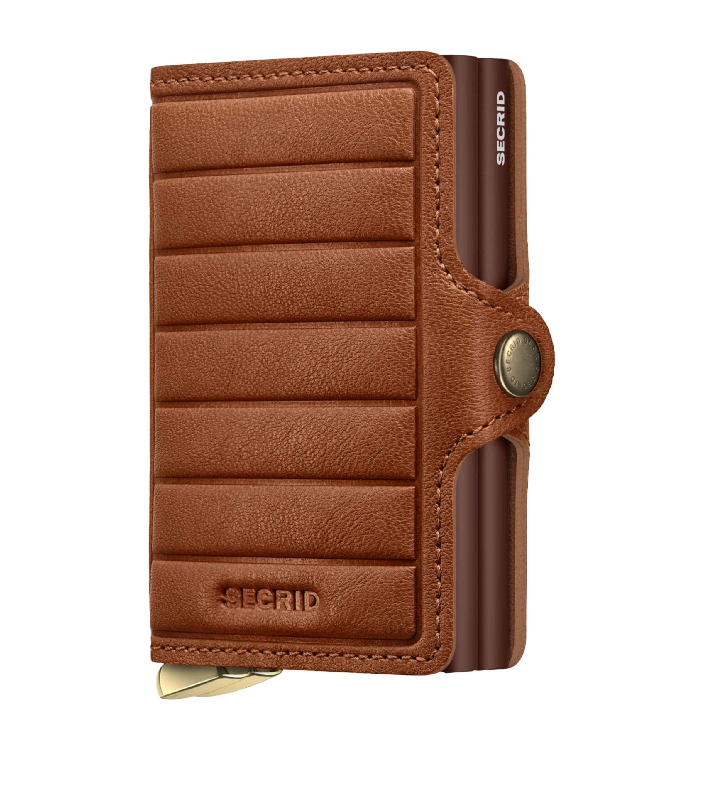 Secrid Embossed Leather Lines Twinwallet In Brown