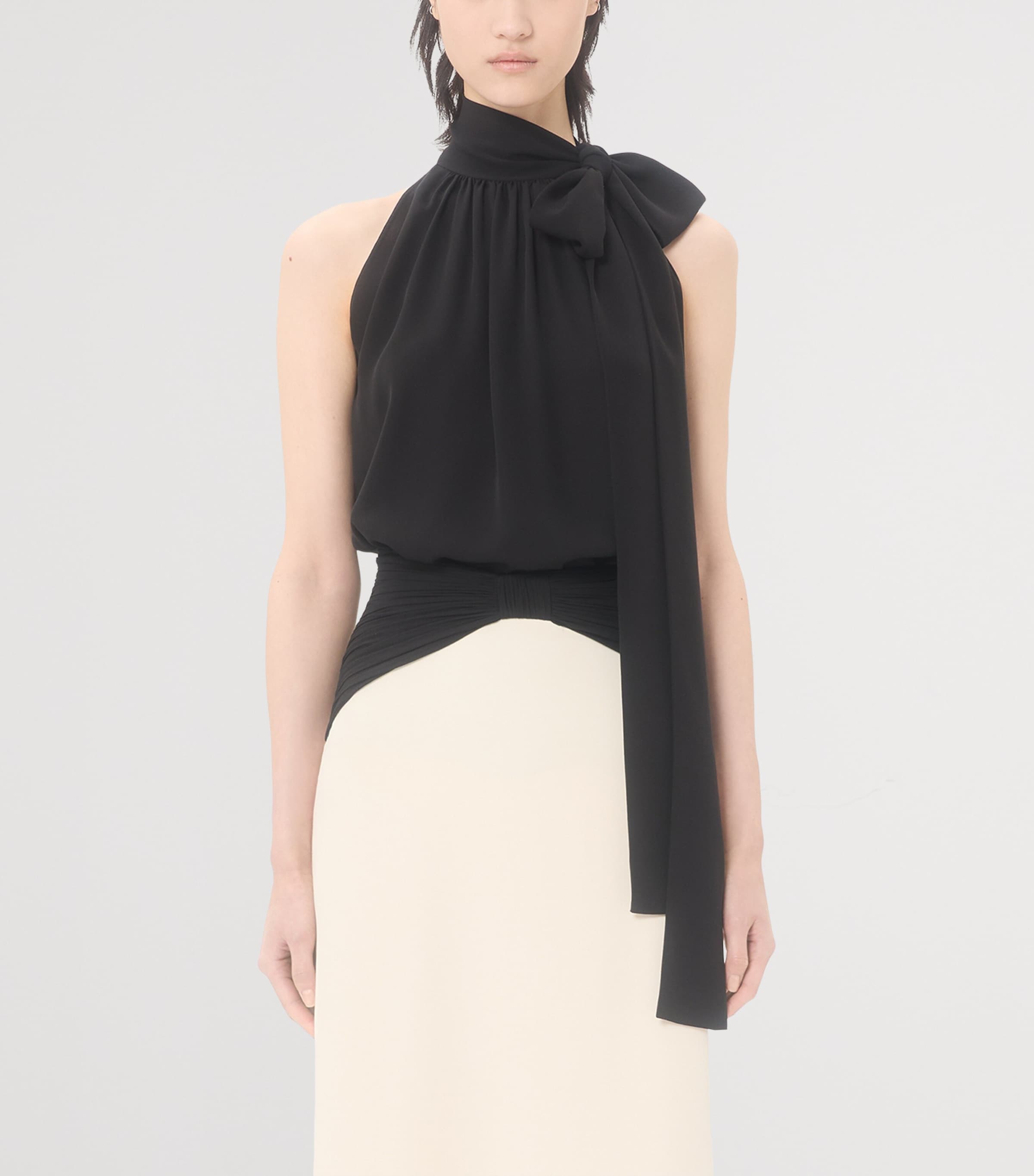 Valentino Womens Silk Tie-Neck Top Image 2
