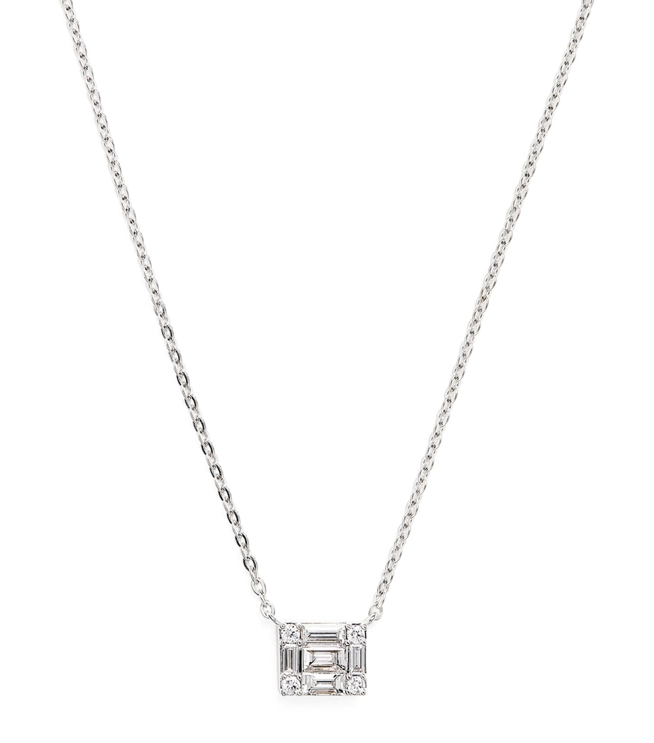 White Gold and Diamond Square Illusion Necklace (0.40ct) WHITE GOLD Image 1