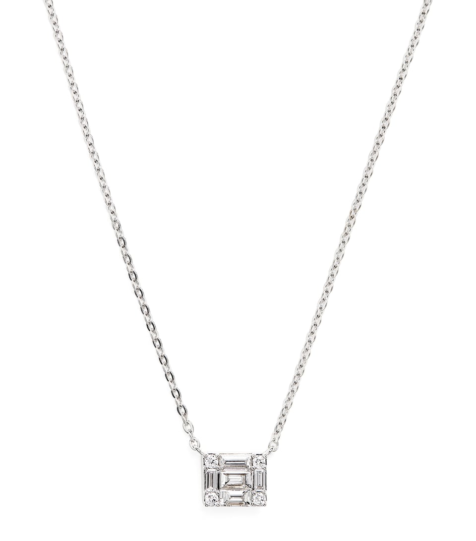White Gold and Diamond Square Illusion Necklace (0.40ct)