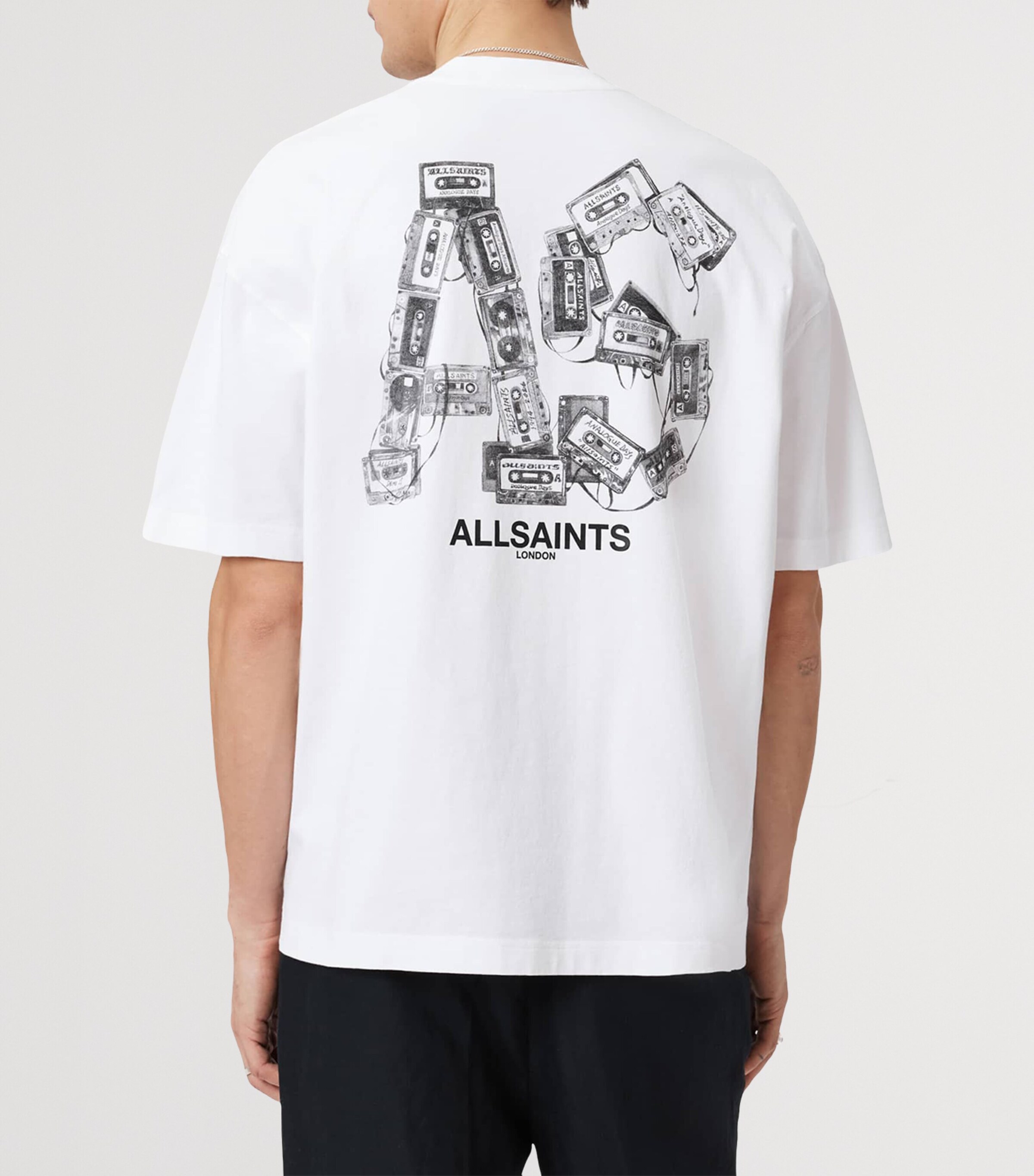 AllSaints Mens Organic Cotton Mixtape T-Shirt Optic White Image 4
