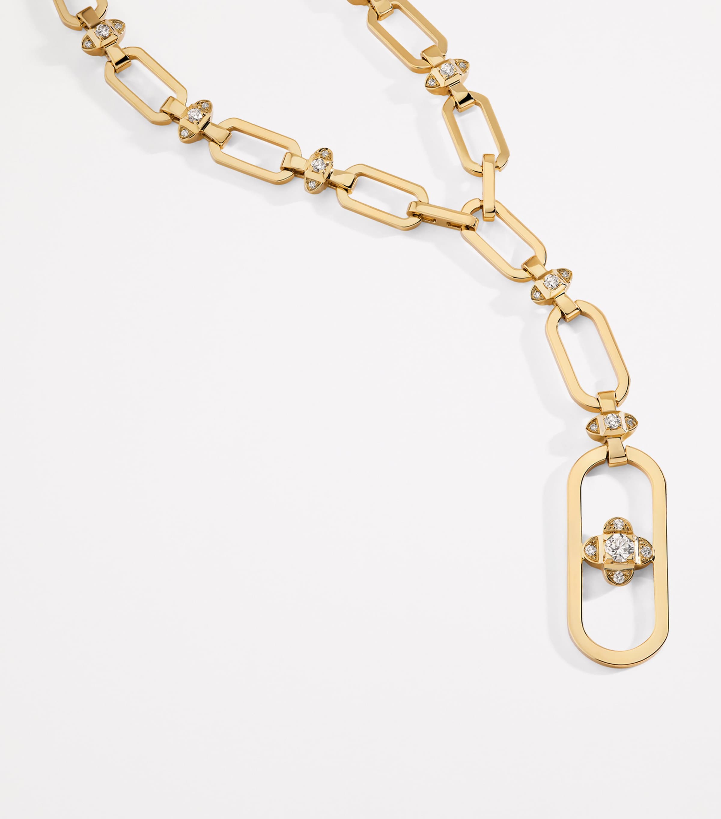 Yellow Gold and Diamond Long Tip-Top Necklace YELLOW GOLD Image 2