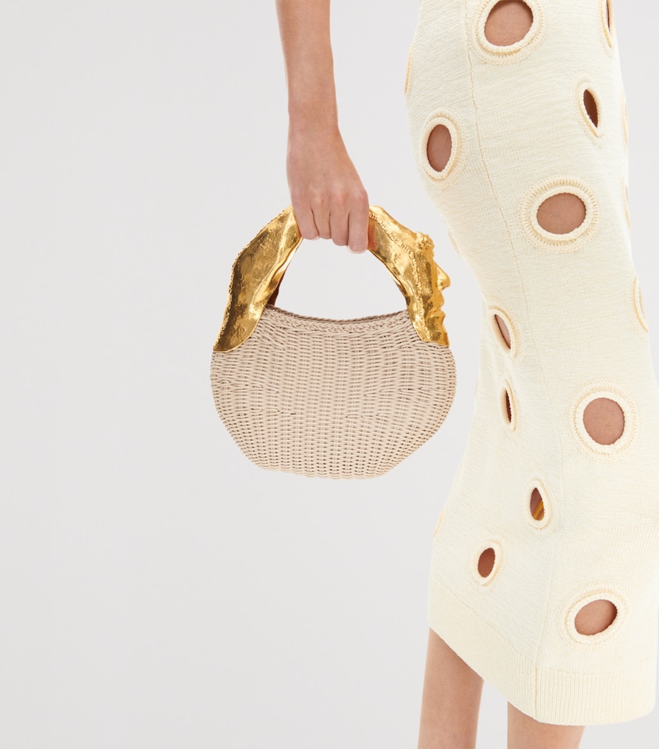 Schiaparelli Womens Knitted Polka-Dot Midi Dress Ecru Image 4