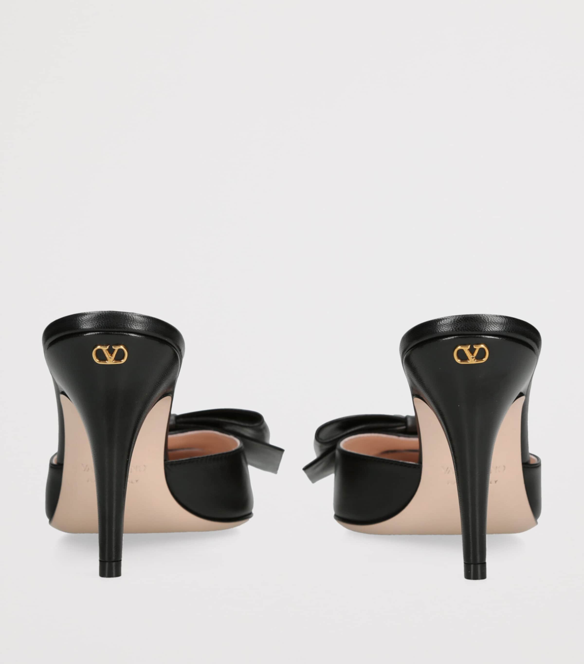 Valentino Garavani Leather Bow-Detail Bowow Mules 85 Black Image 2