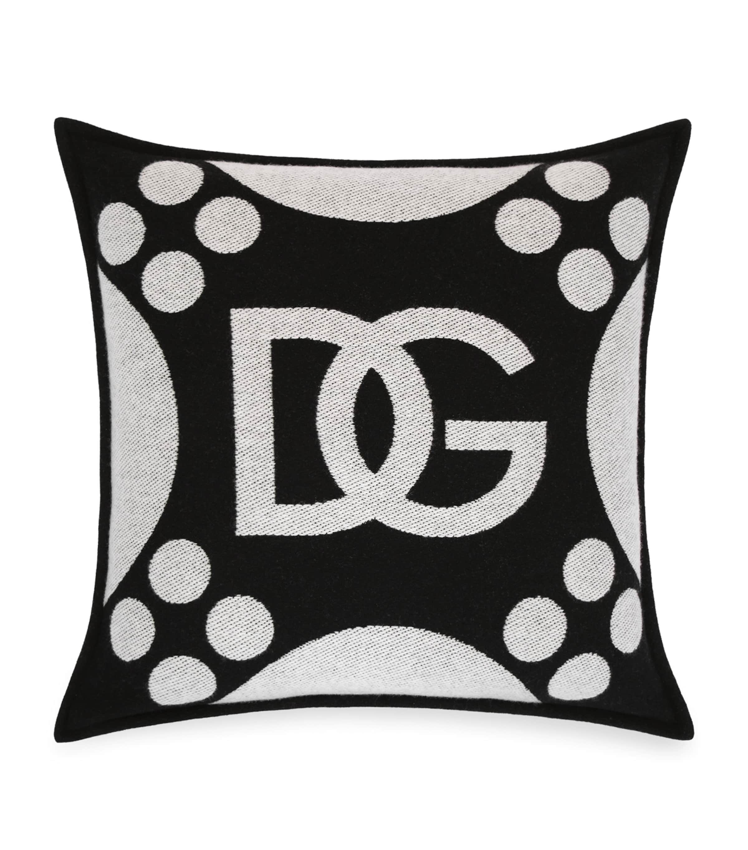 Wool-Silk-Cashmere Logo Cushion (50cm x 50cm) U0010-NERO/BIANCO Image 1