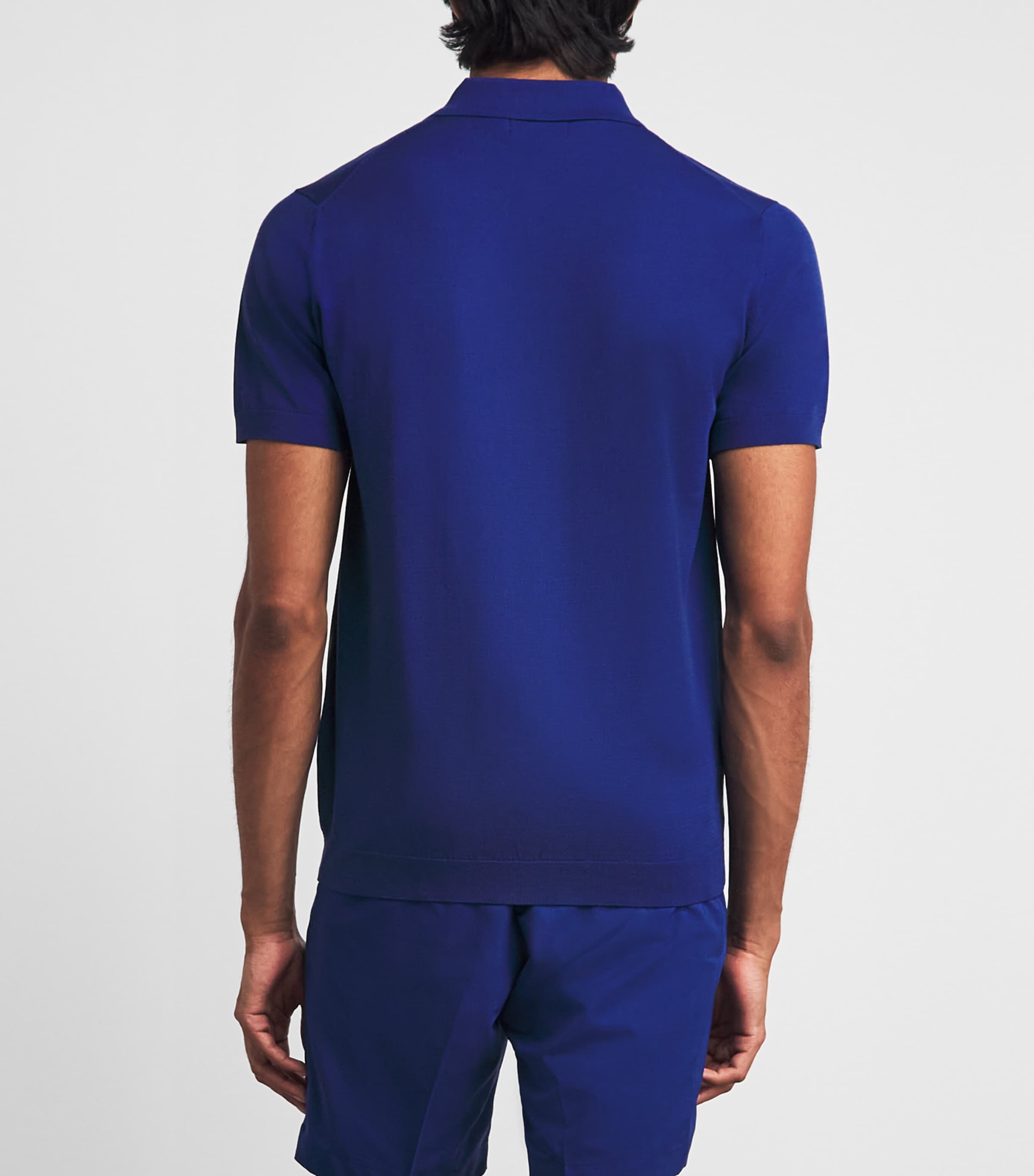 J Lindeberg Mens Knitted Ridge Polo Shirt Estate Blue Image 5