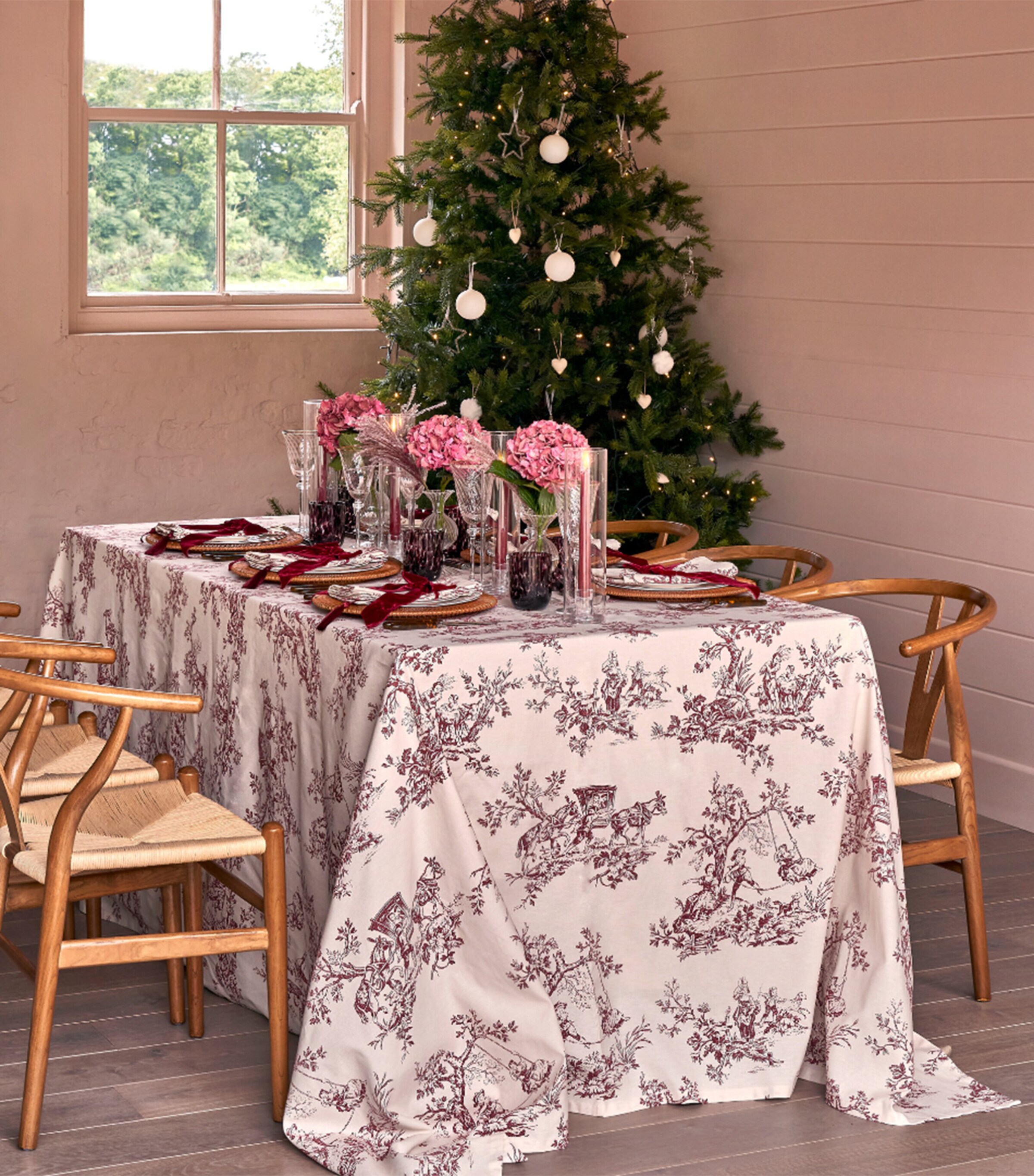 Maison Margaux Linen Toile Tablecloth (150cm x 300cm) Maroon Image 3