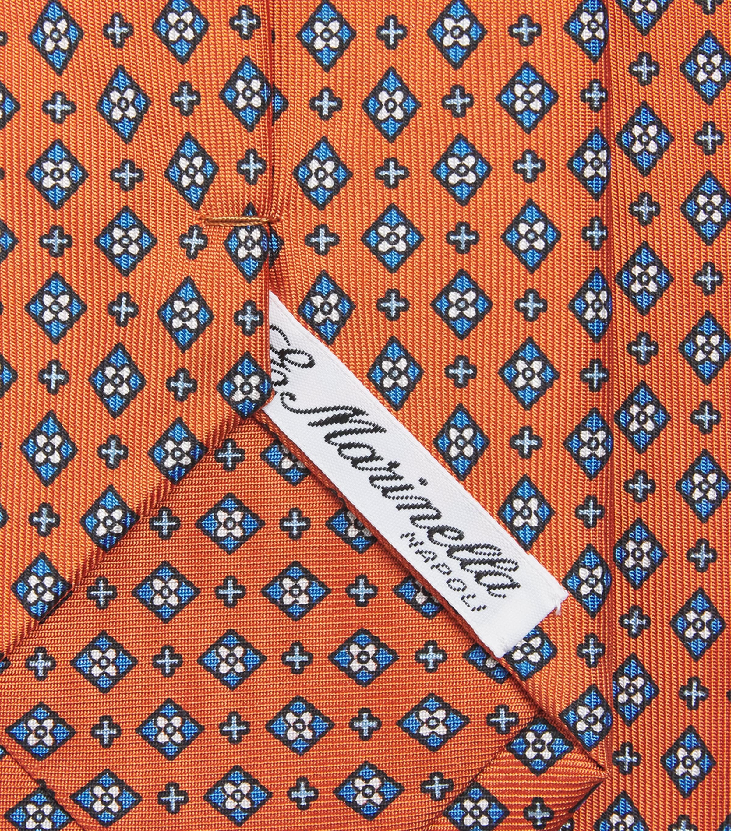 E. Marinella Silk Geometric Tie Orange Image 2