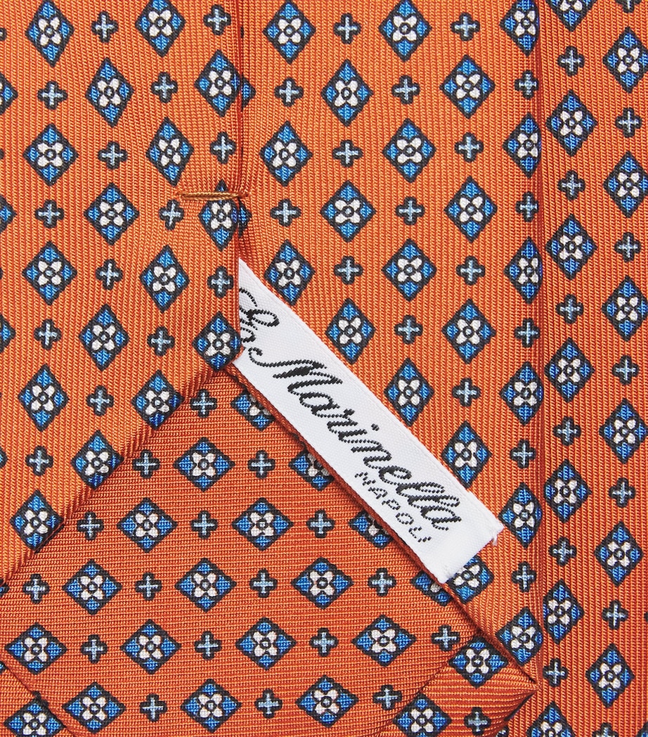E. Marinella Silk Geometric Tie Orange Image 2
