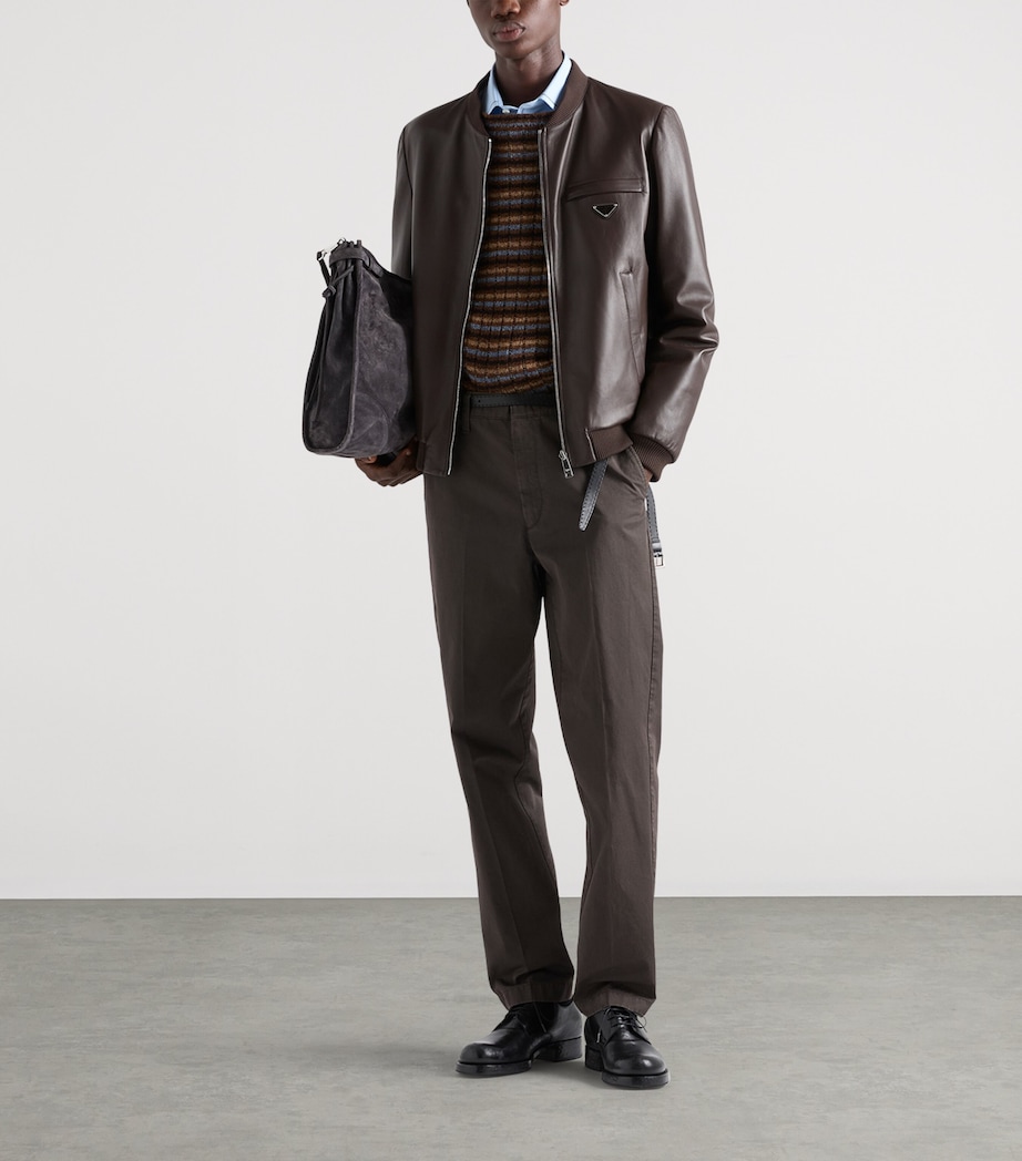 Prada Mens Reversible Nappa Leather Bomber Jacket Brown Image 2