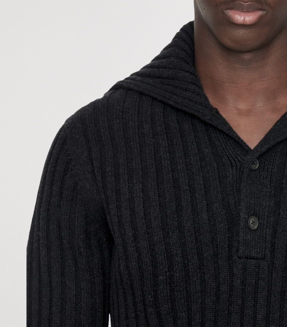 AllSaints Mens Merino Wool Funnel Neck Liev Sweater Cinder Black Marl Image 4