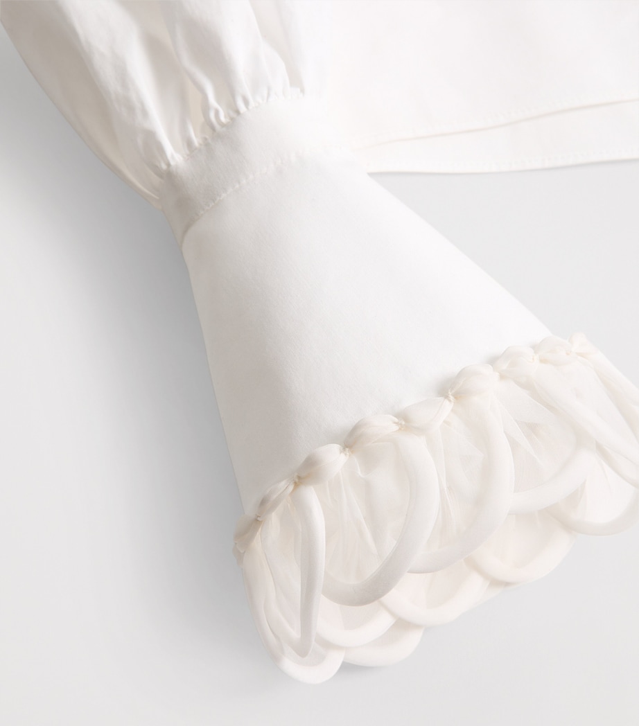 Valentino Womens Cotton Scalloped-Cuff Shirt Image 8