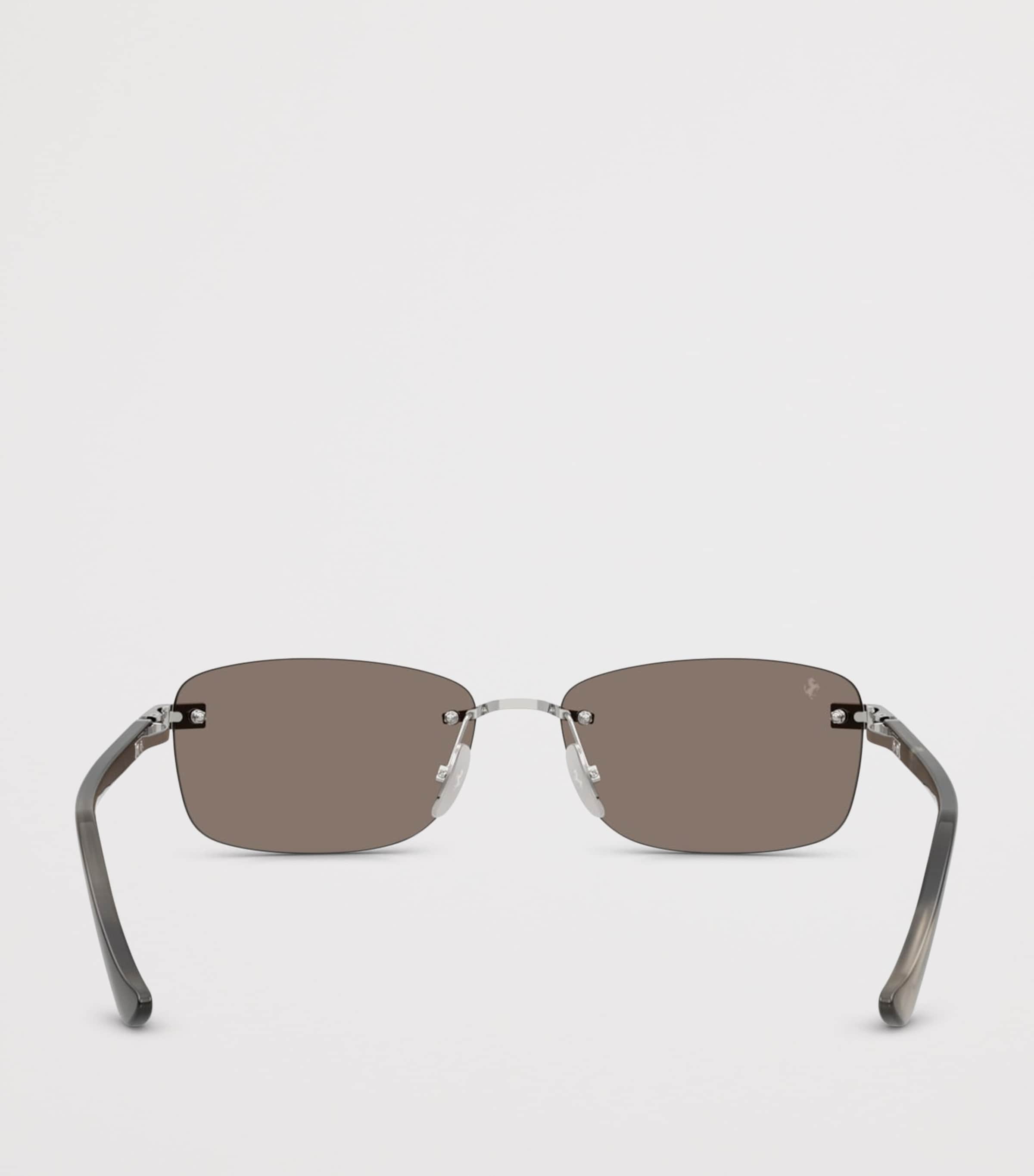 Ferrari Titanium Rimless Rectangular Sunglasses Silver Image 4