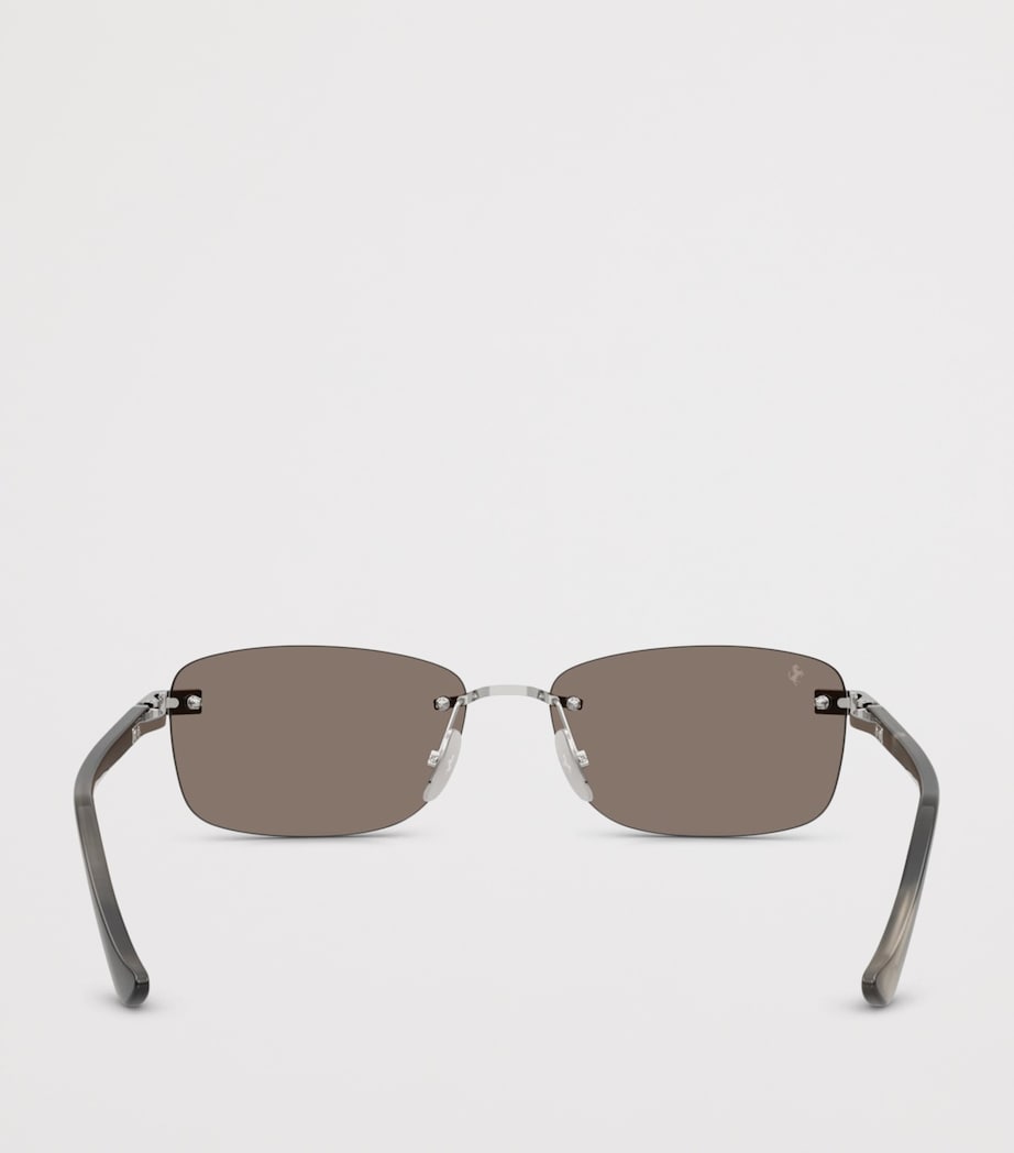 Ferrari Titanium Rimless Rectangular Sunglasses Silver Image 4