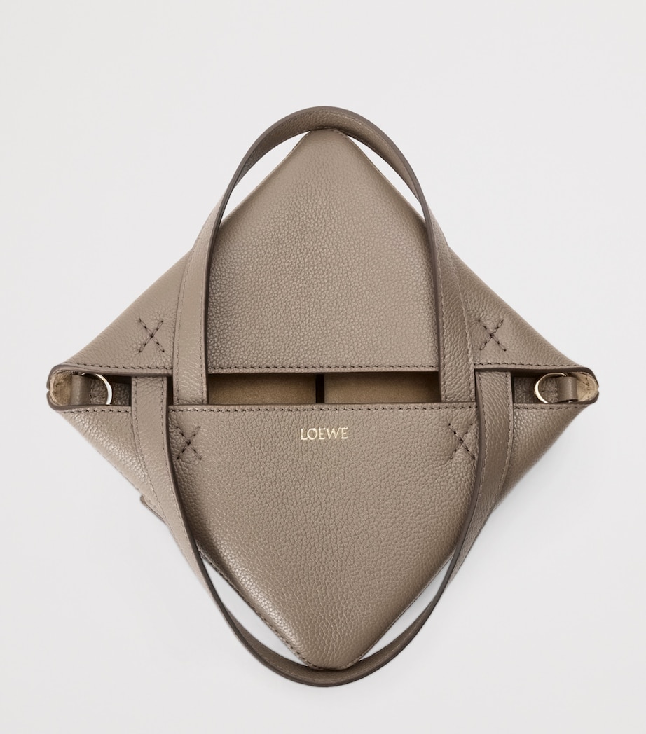 Mini Leather Puzzle Fold Tote Bag TAUPE Image 5