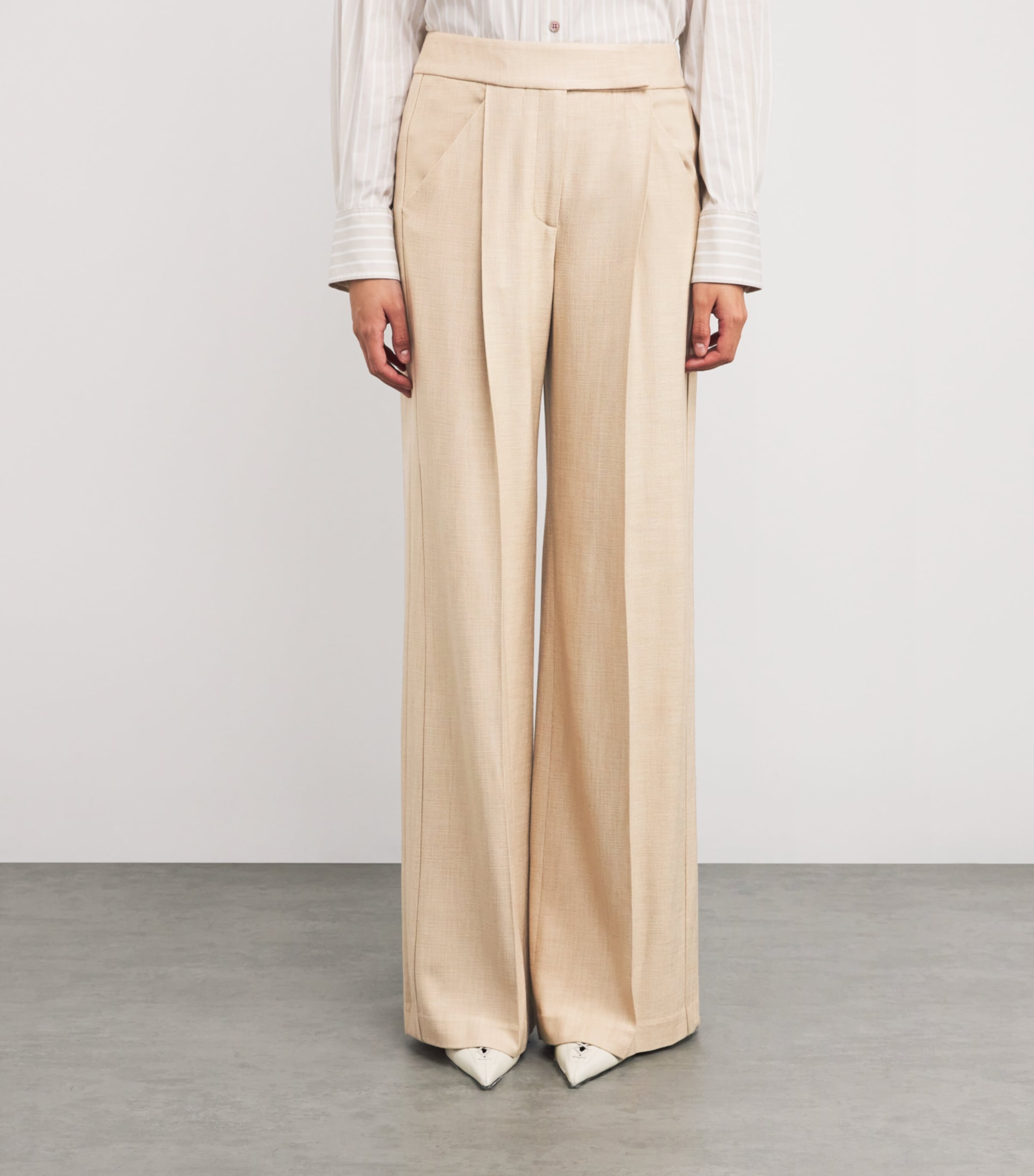 Veronica Beard Womens Marbeau Wide-Leg Trousers Stone Khaki Image 3