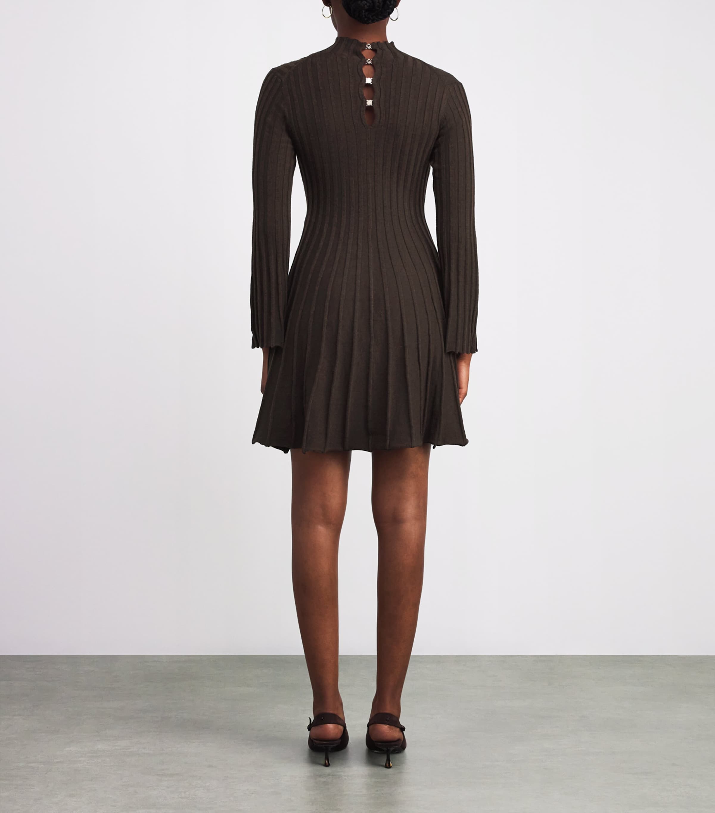 Long-Sleeve Mini Dress DARK BROWN Image 3