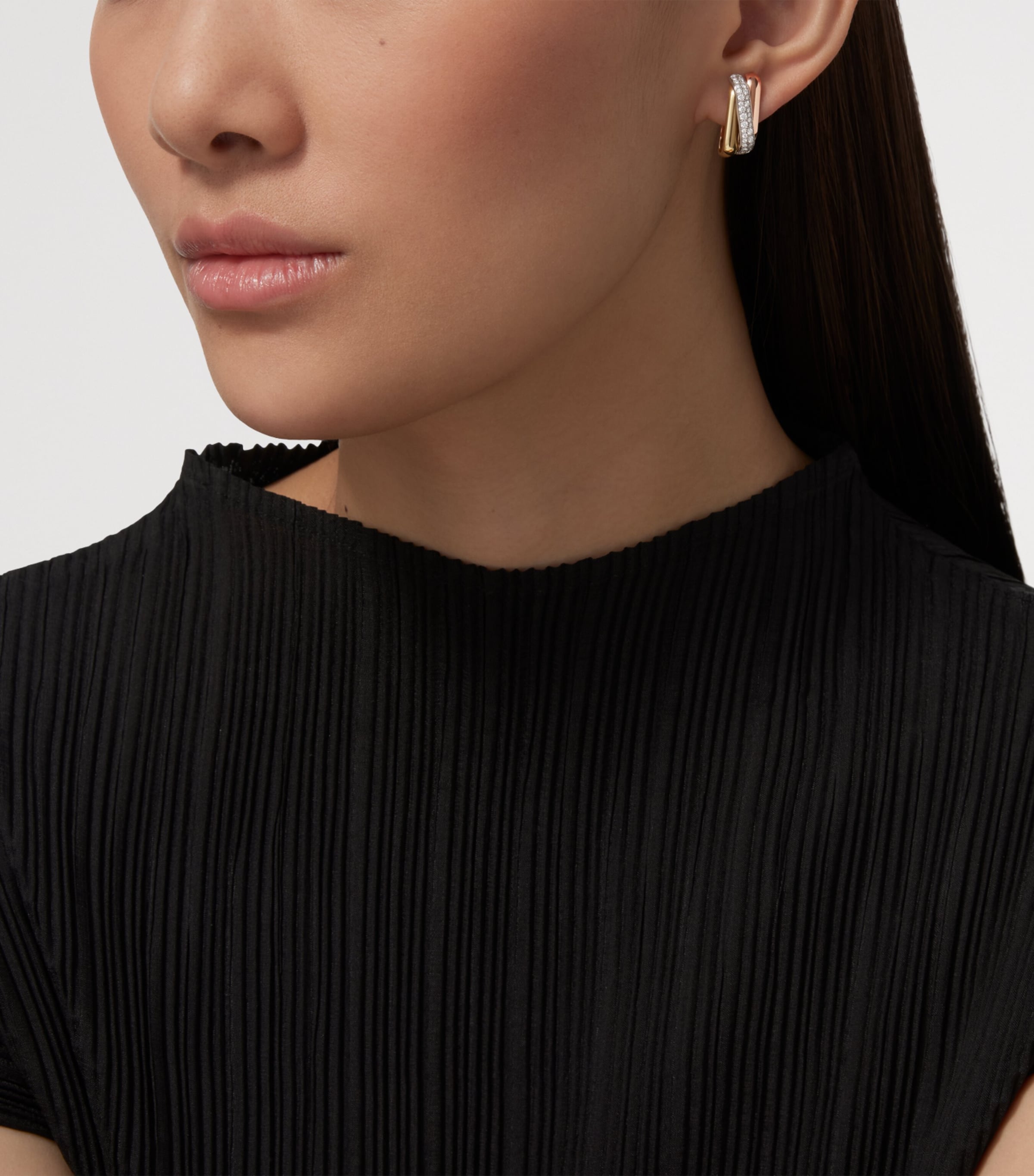 Cartier White, Rose, Yellow Gold and Diamond Trinity Box Earrings Mixed Gold Image 4