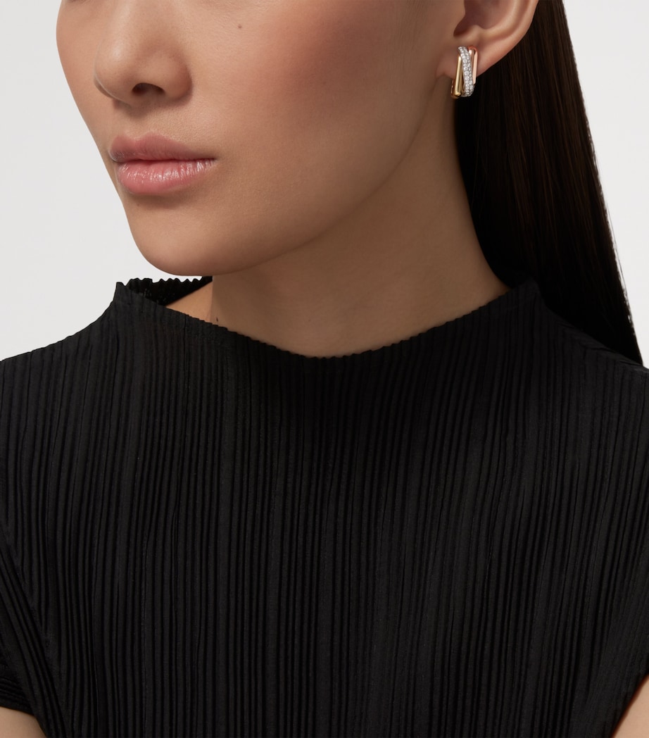Cartier White, Rose, Yellow Gold and Diamond Trinity Box Earrings Mixed Gold Image 4