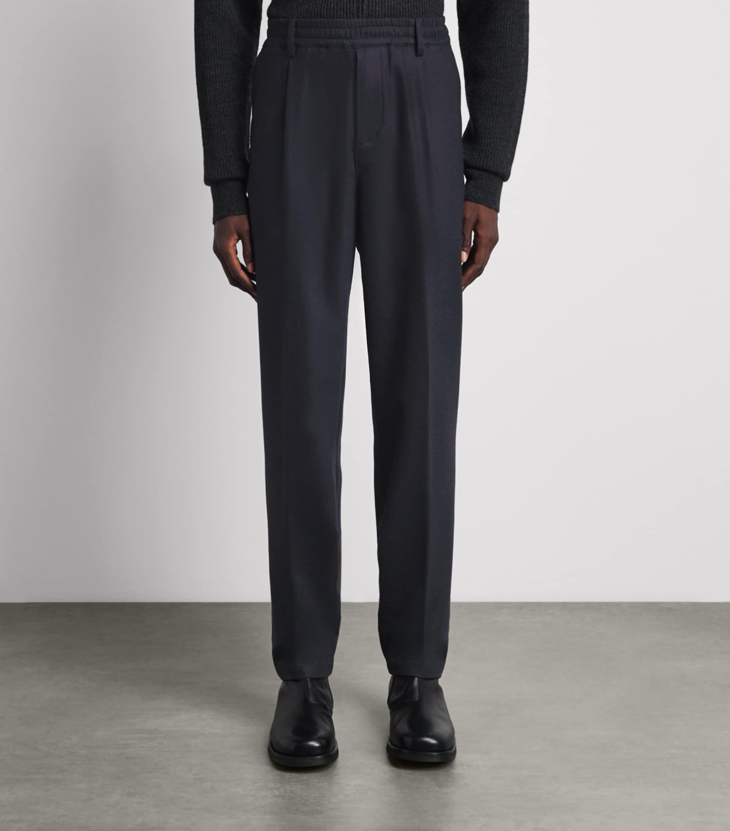 Eleventy Mens Stretch-Cotton Elasticated Trousers Blu Image 4