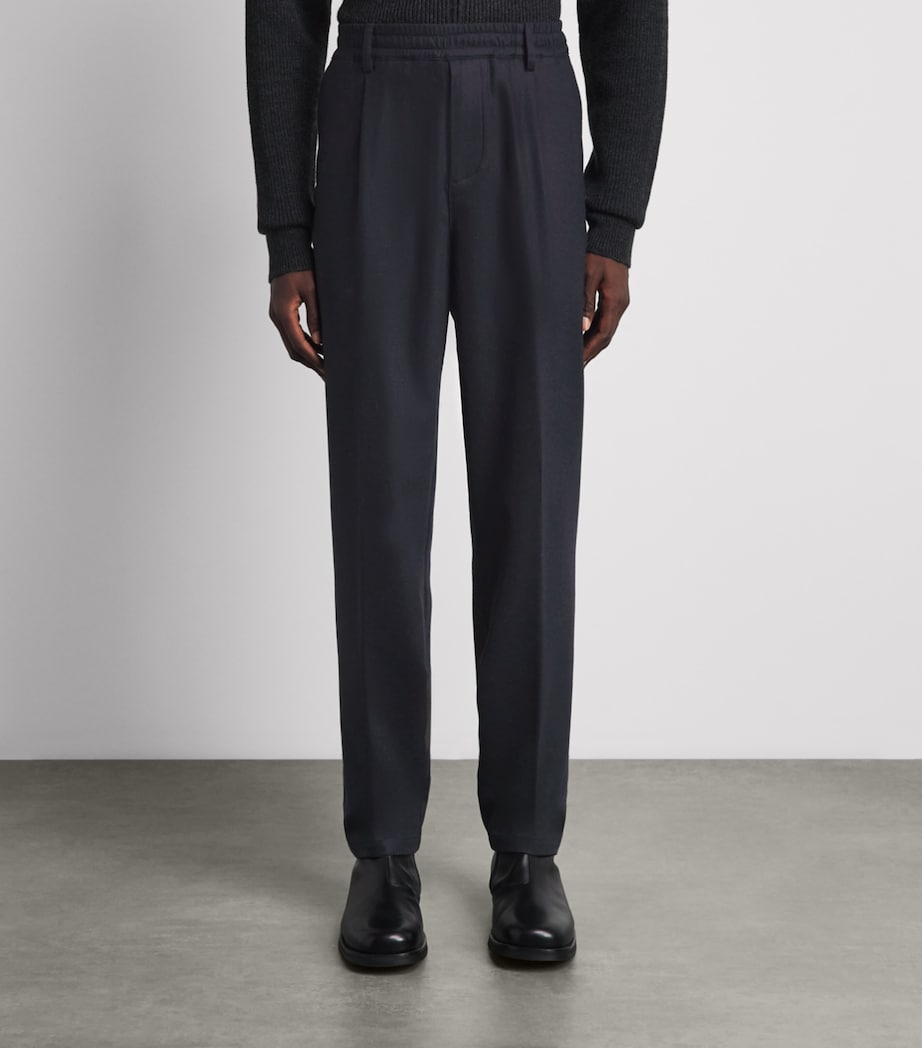 Eleventy Mens Stretch-Cotton Elasticated Trousers Blu Image 4