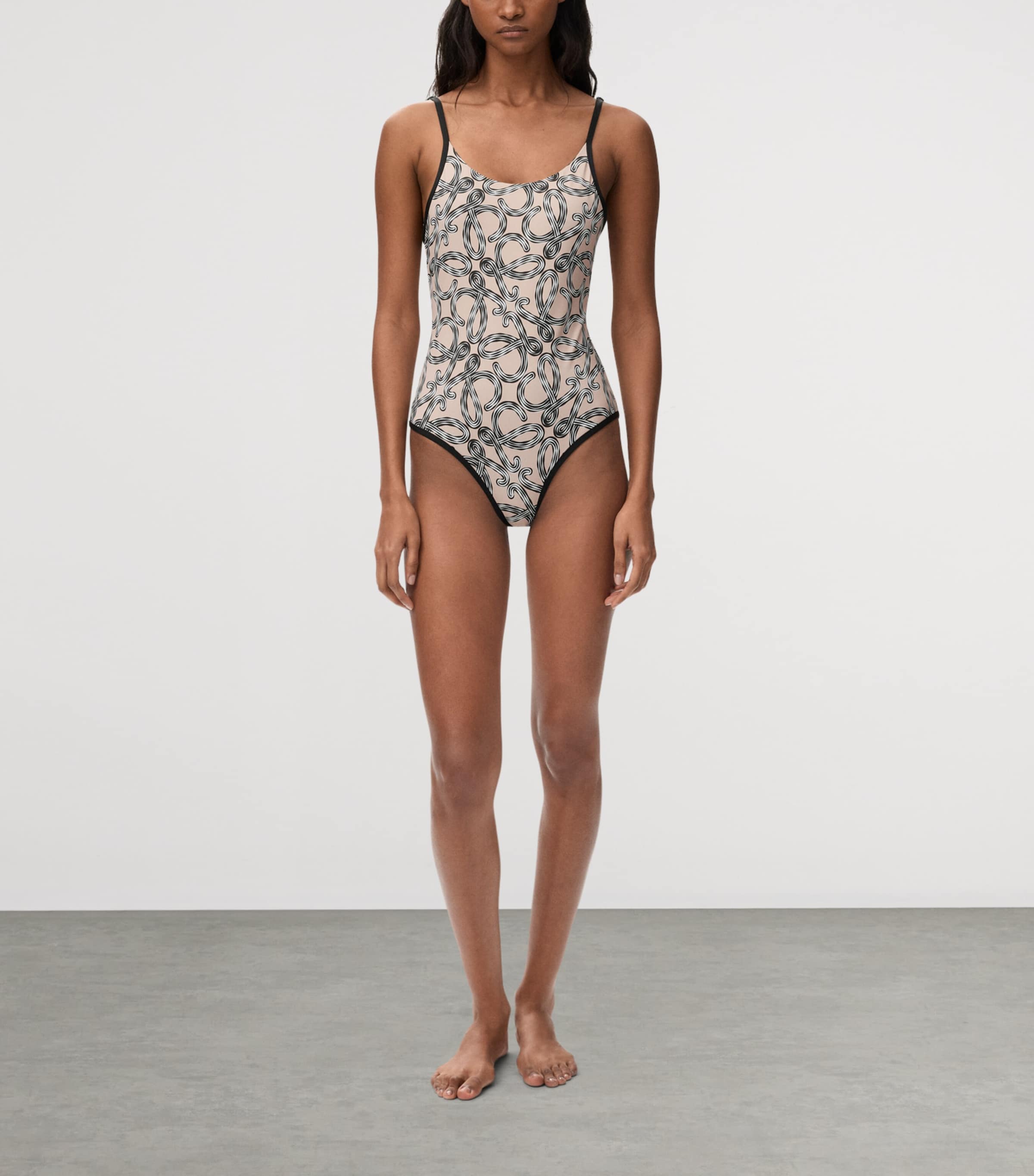 LOEWE Womens x Paula's Ibiza Anagram Swimsuit Beige/black Image 2