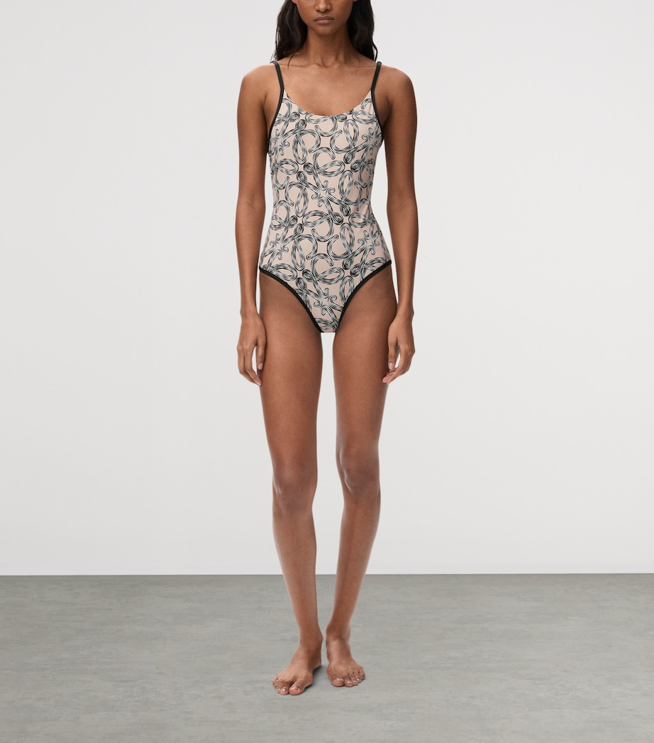 LOEWE Womens x Paula's Ibiza Anagram Swimsuit Beige/black Image 2