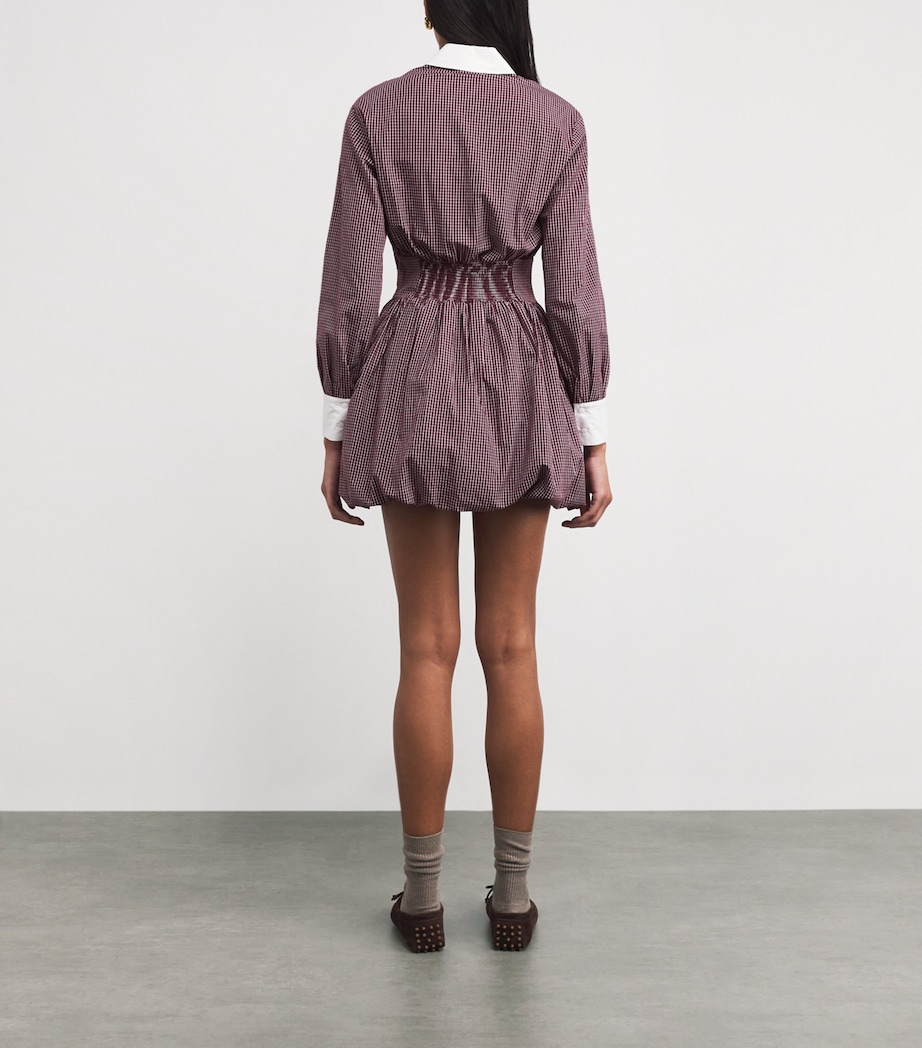 Cotton Check Mini Shirt Dress BURGUNDY PRINT Image 3