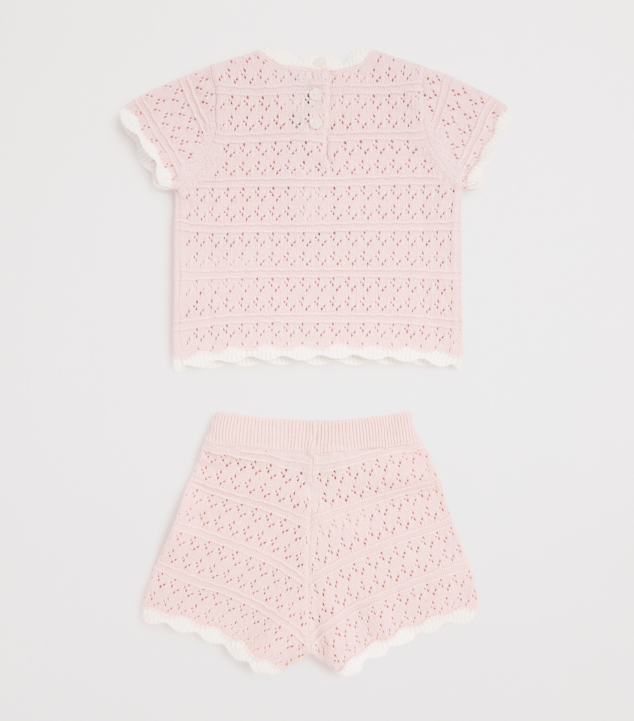 Cotton Crochet Top and Shorts Set (3 Months-4 Years) 31ROSE PÂLE Image 2