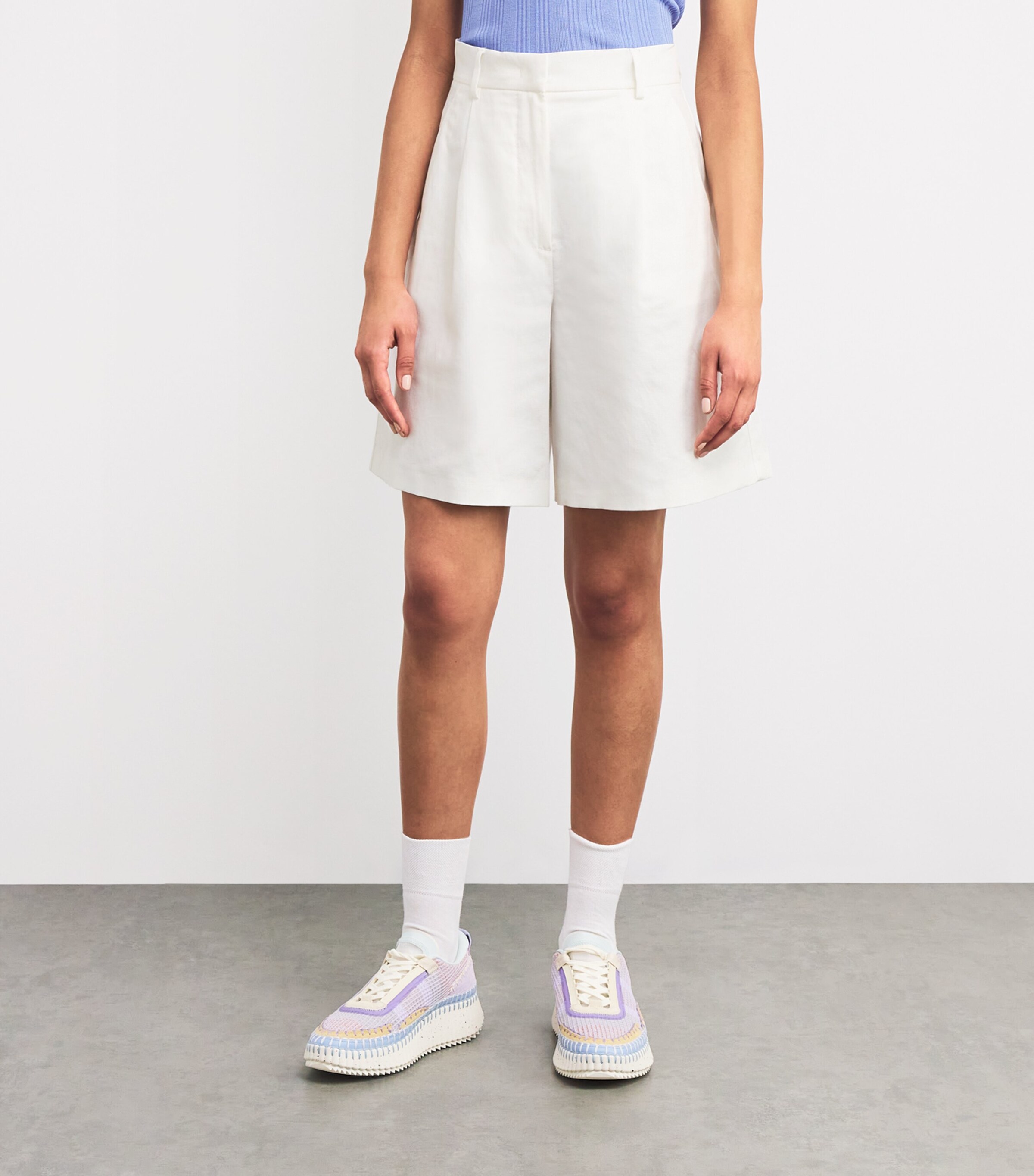 Cotton-Linen Shorts WHITE Image 3