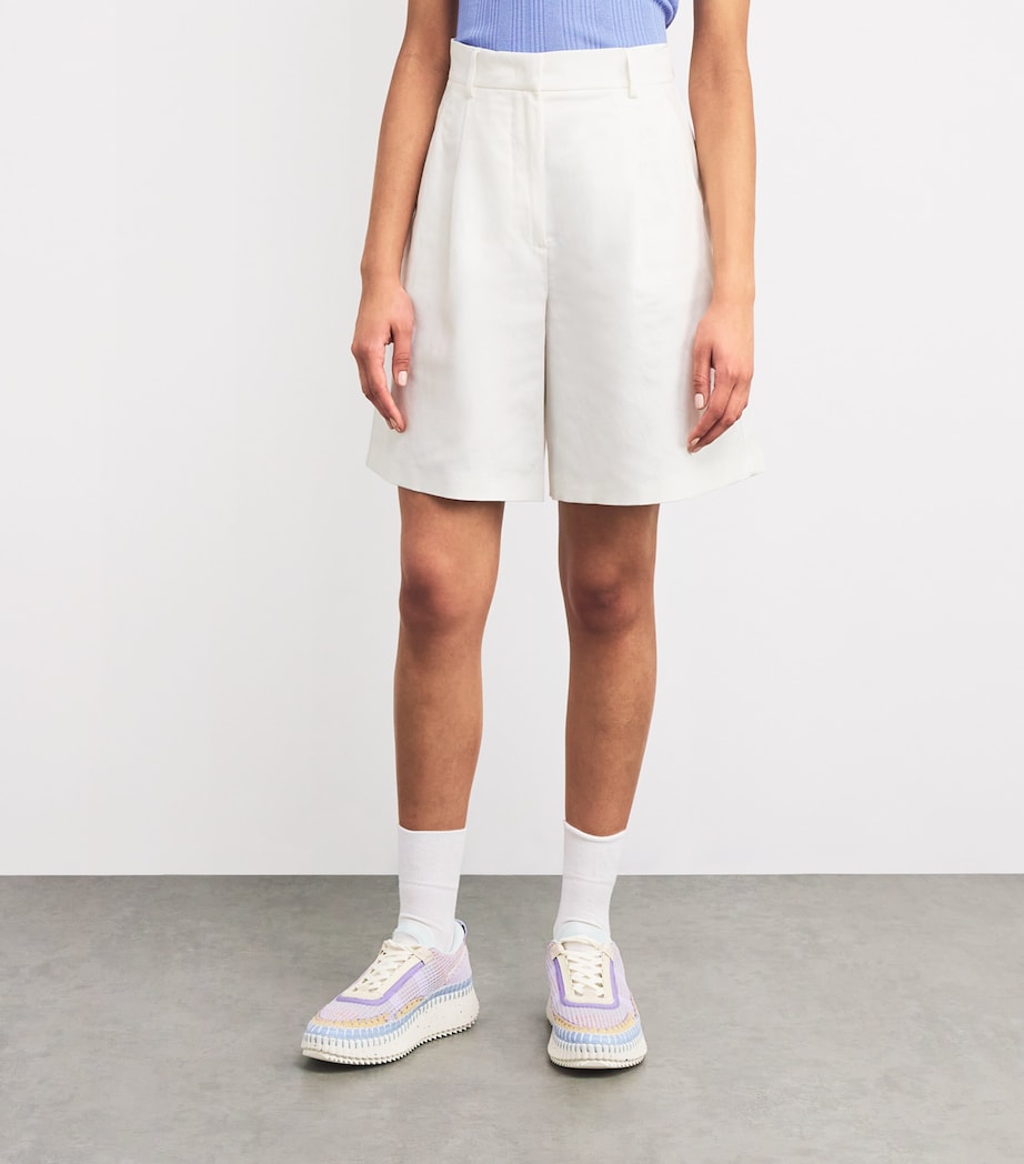 Cotton-Linen Shorts WHITE Image 3