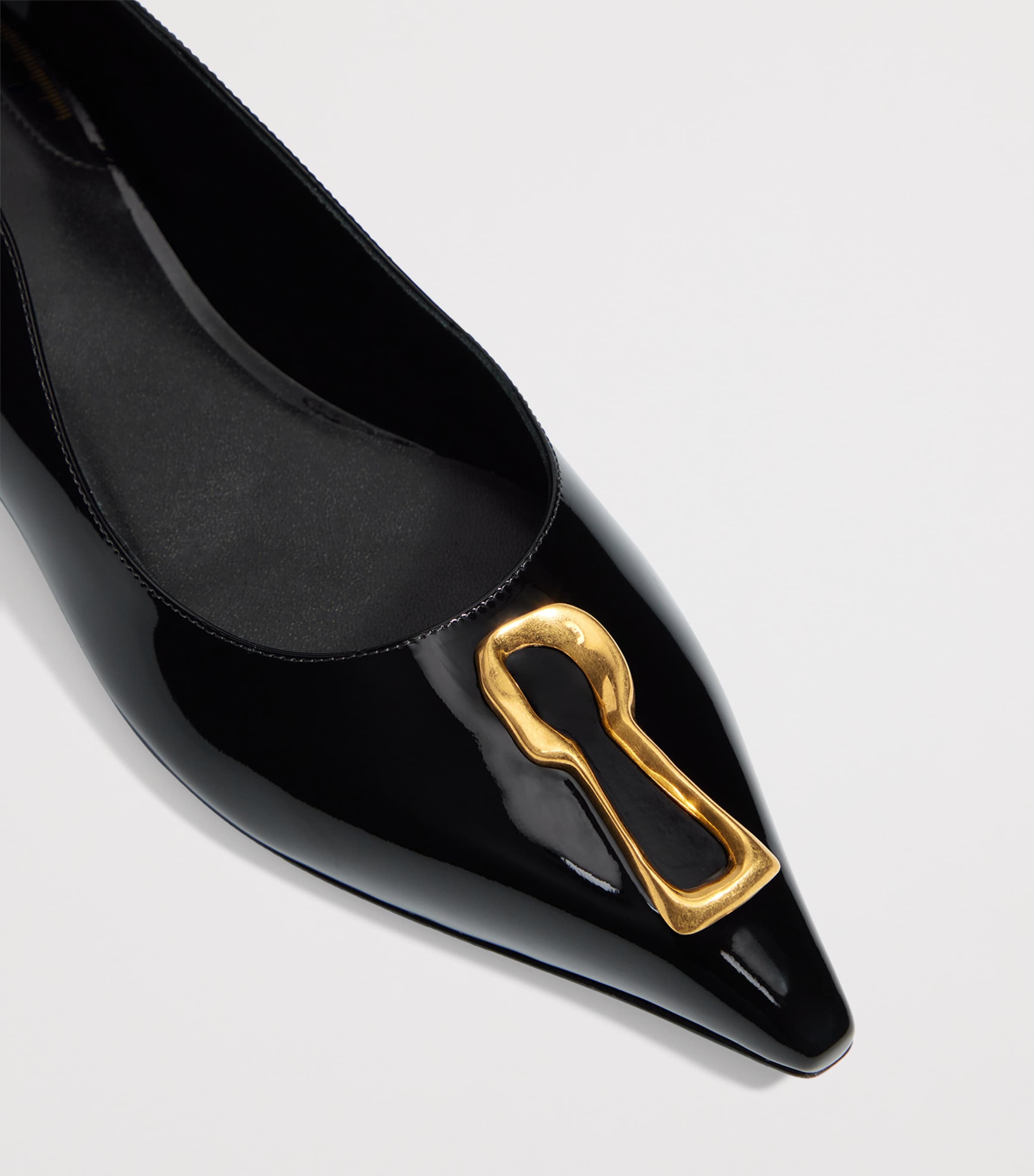 Leather Keyhole Ballet Flats 999 BLACK Image 4