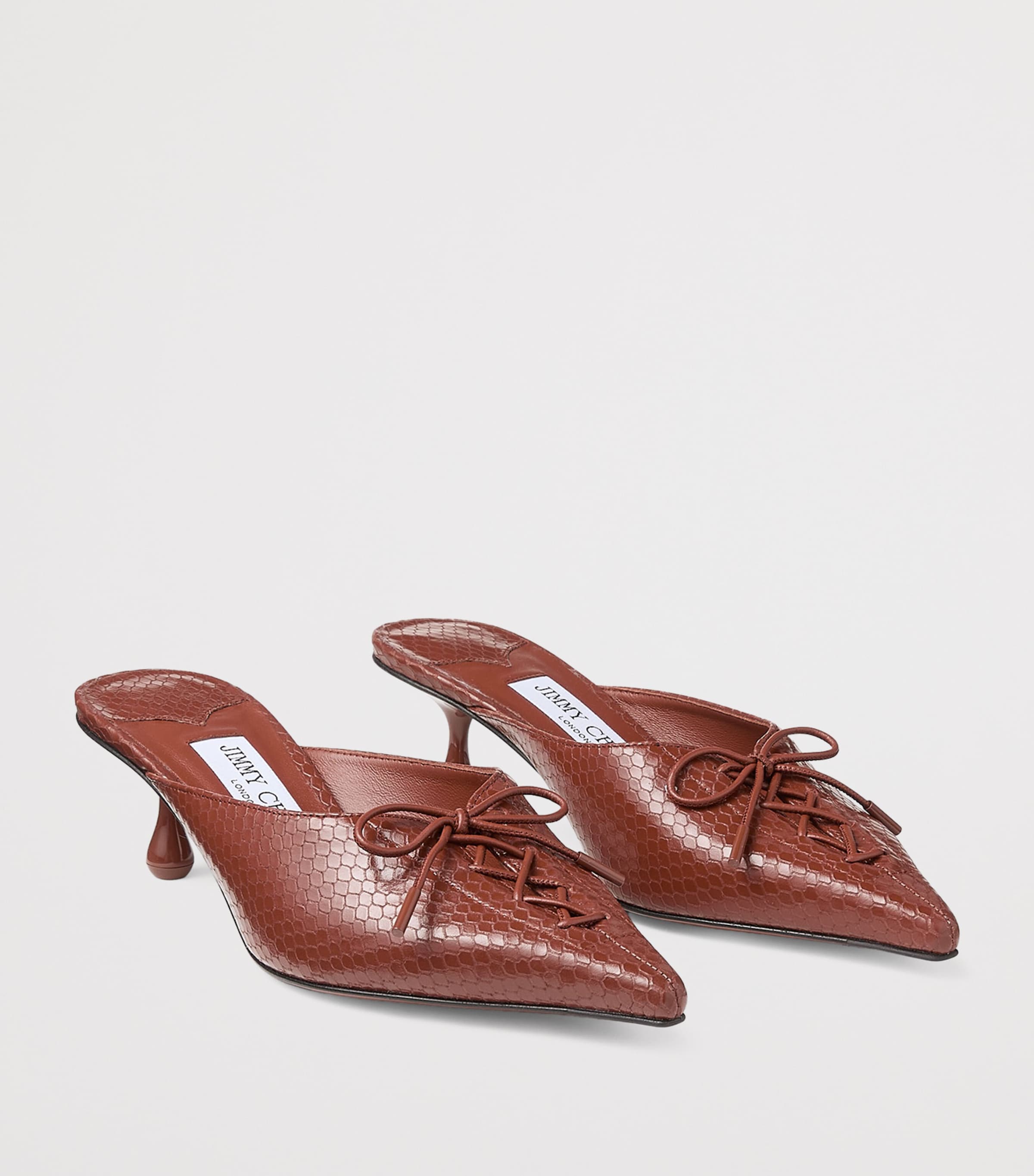 Scarlett 50 Leather Snake-Print Mules COGNAC Image 5
