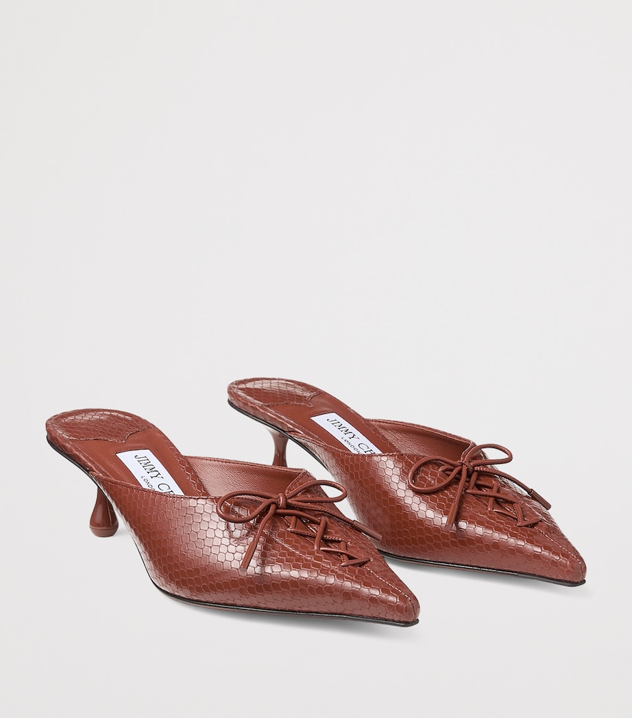 Scarlett 50 Leather Snake-Print Mules COGNAC Image 5