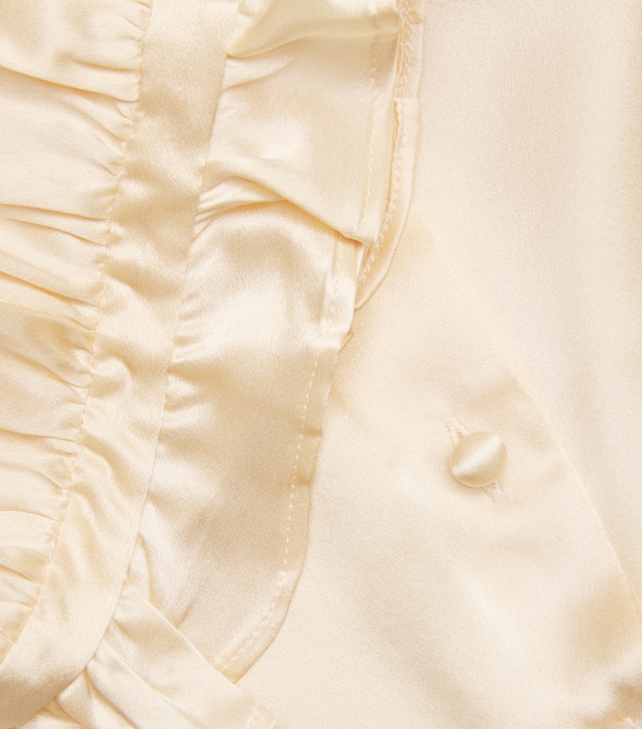 DÔEN Womens Silk Ruffled-Collar Kelela Blouse Candle Light Image 5