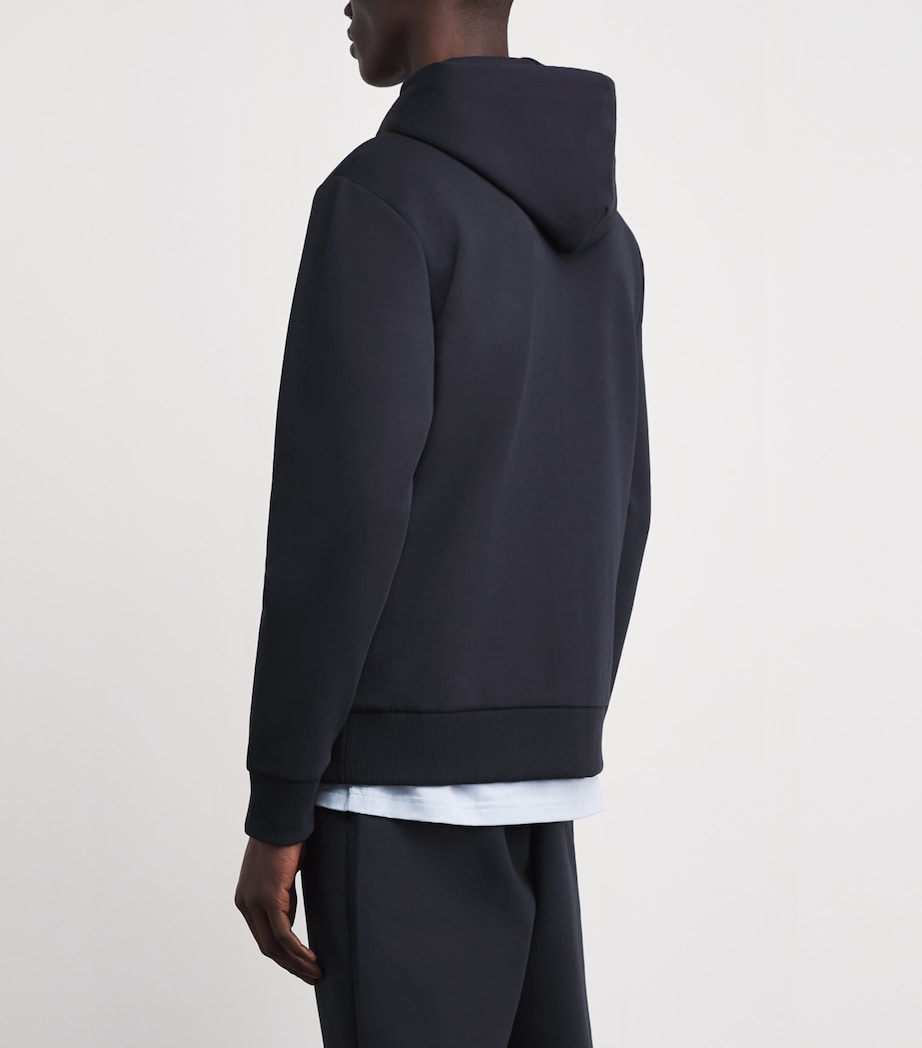 BOSS Mens Stretch-Cotton Logo Hoodie Dark Blue Image 5