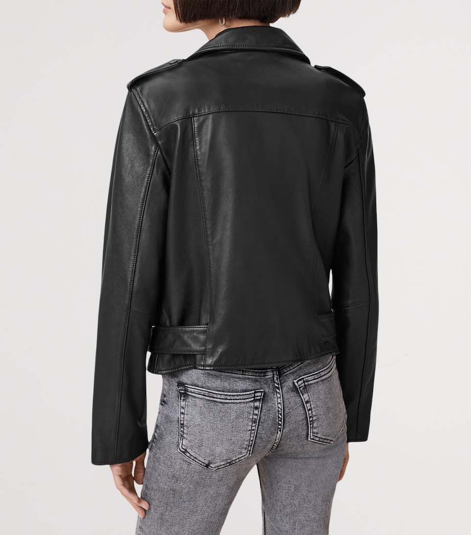 Leather Balfern Biker Jacket BLACK Image 7