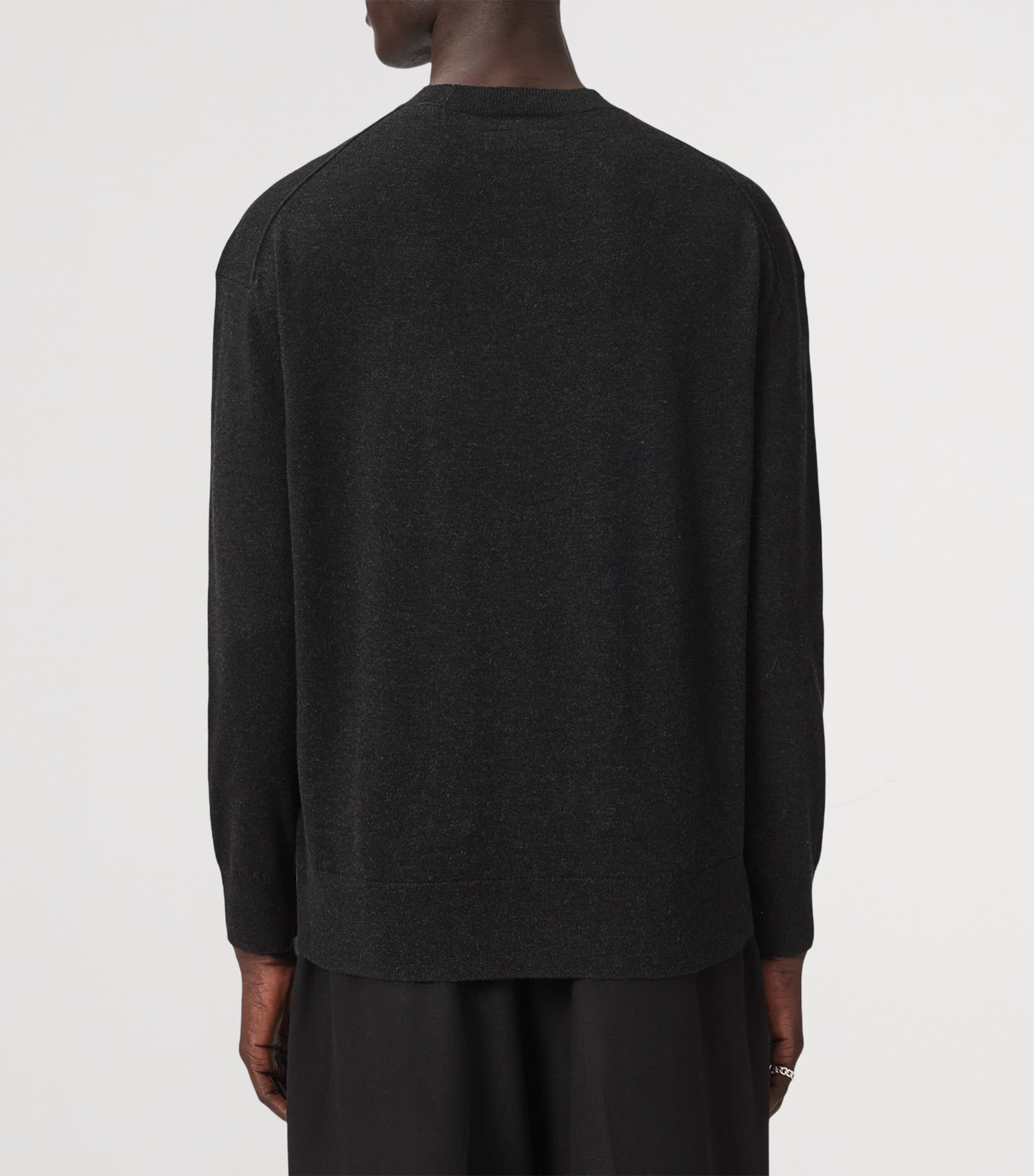 AllSaints Mens Organic Cotton Grinner Sweater Black/ecru White Image 4