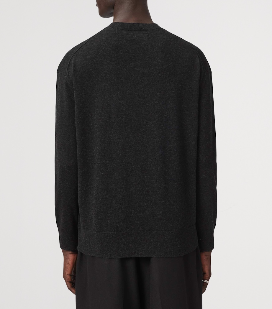 AllSaints Mens Organic Cotton Grinner Sweater Black/ecru White Image 4