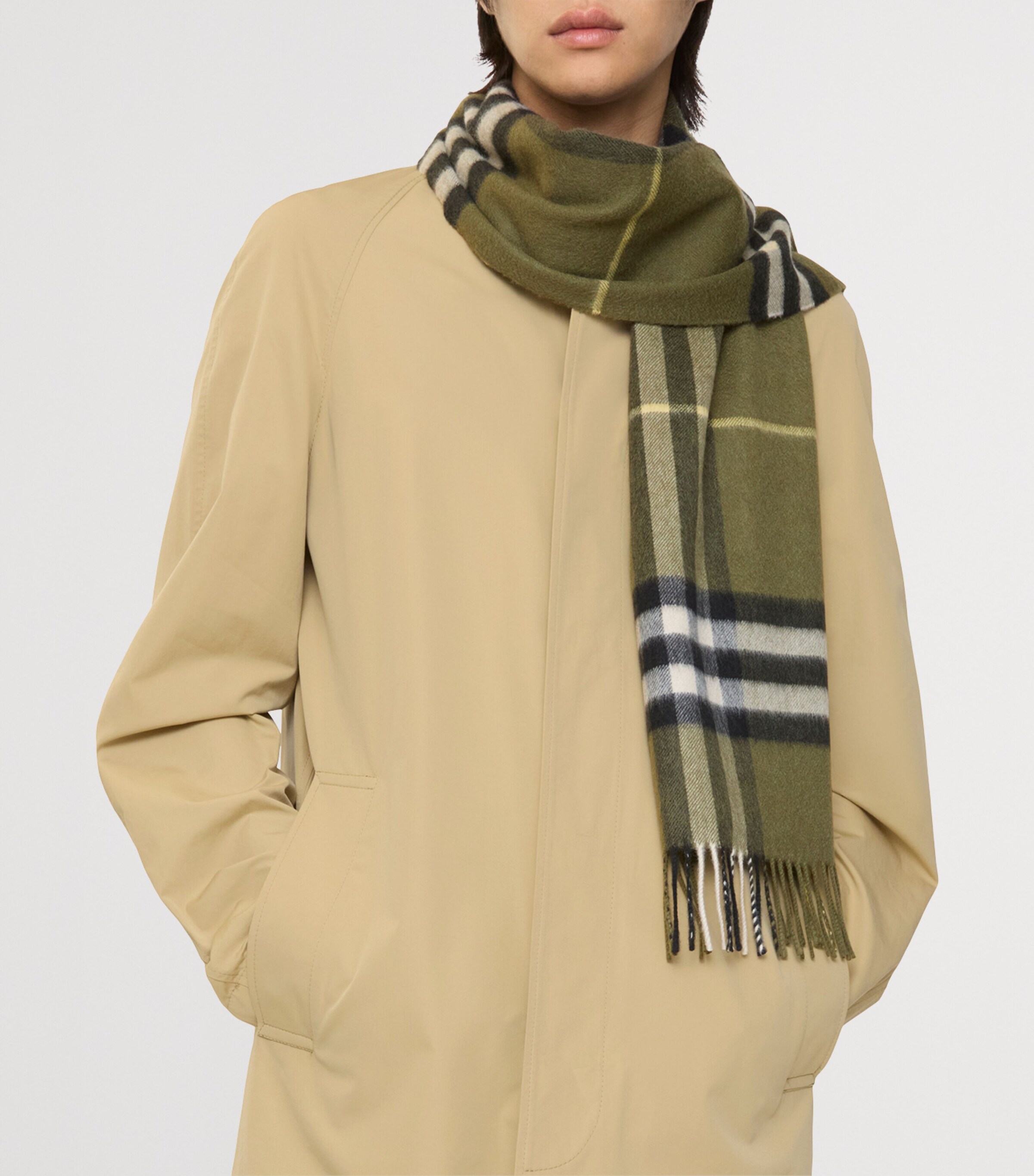 Burberry Cashmere Check Scarf Pea Green Image 5