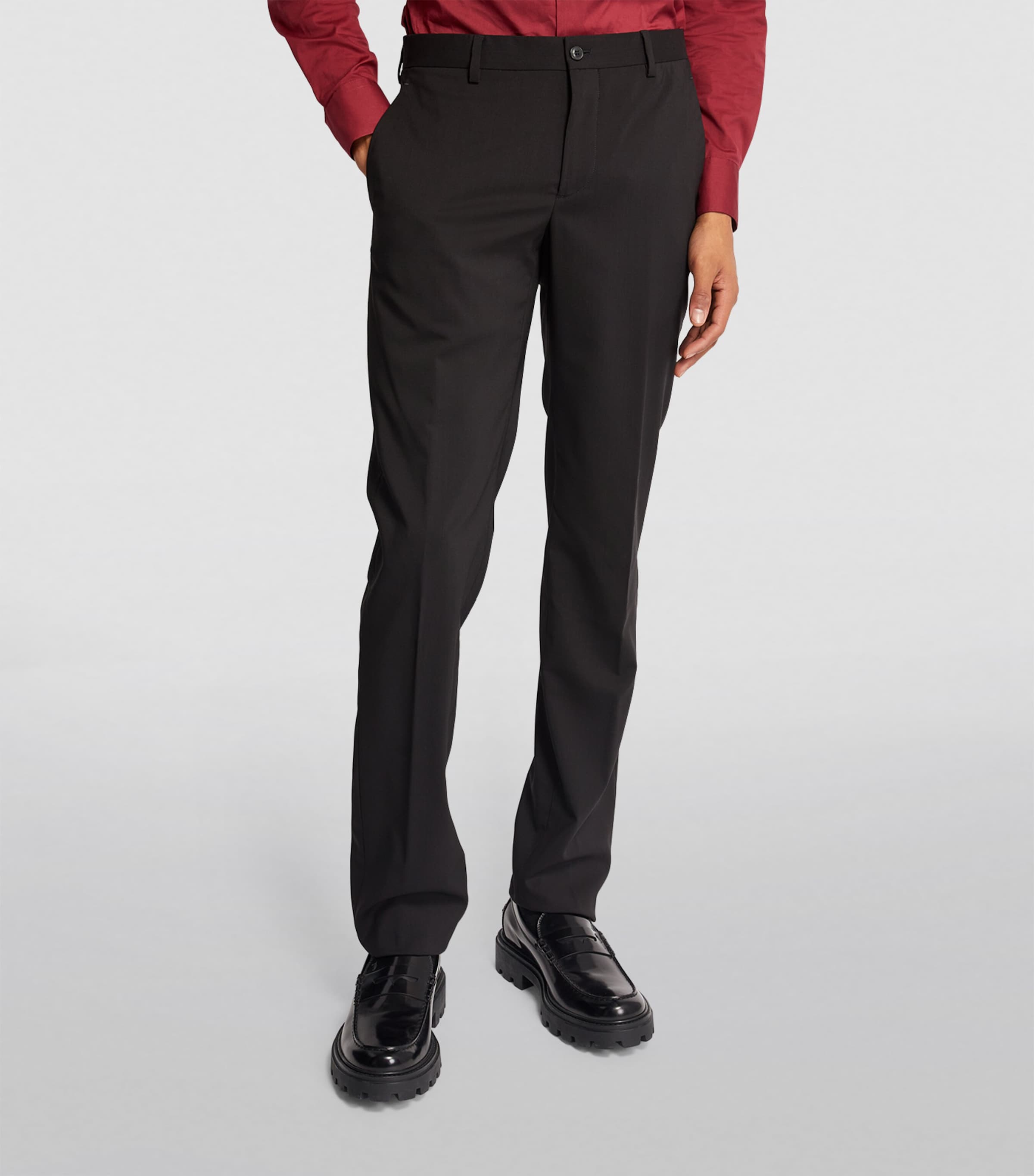 Virgin Wool Straight Trousers UC99 Image 3