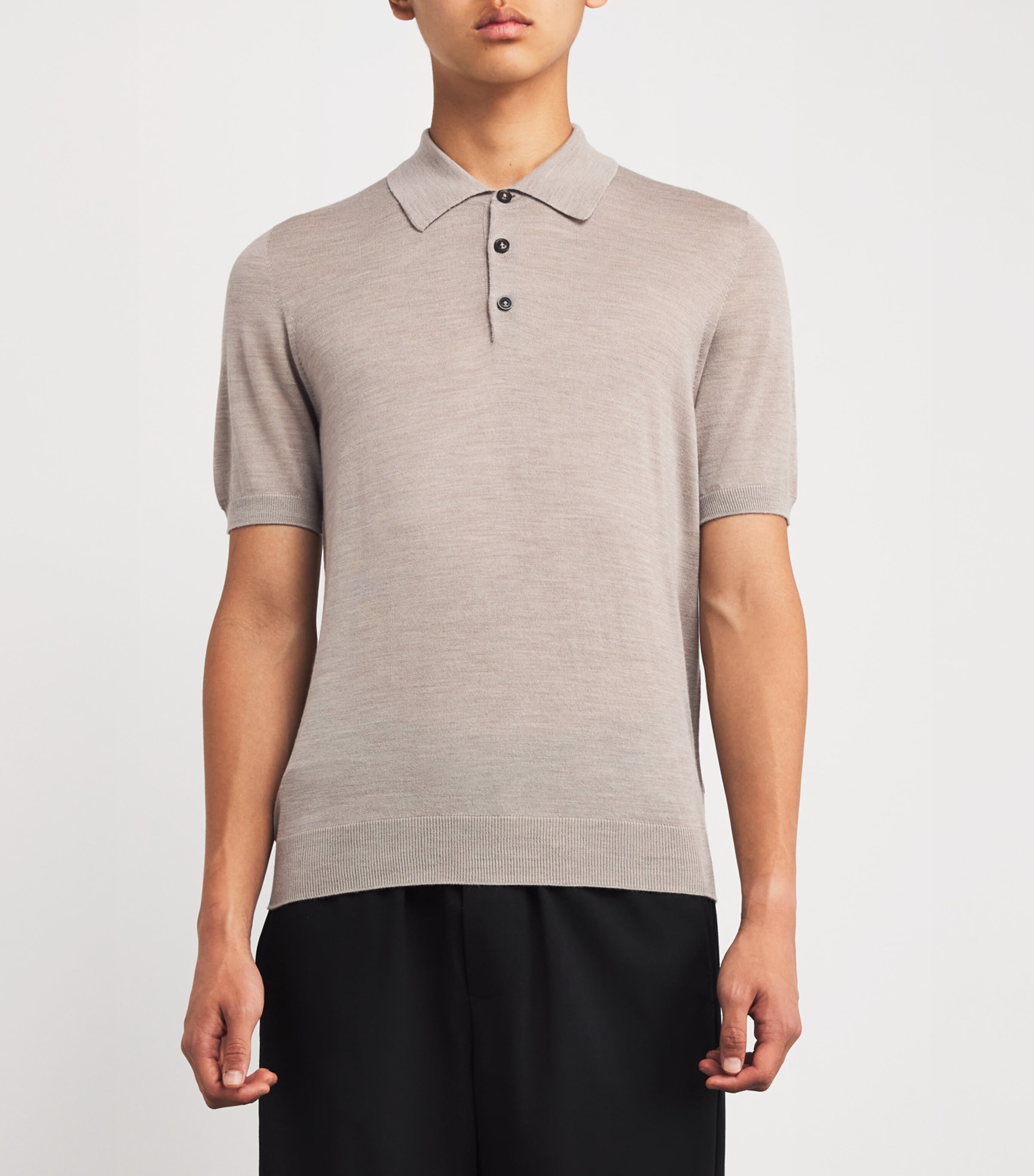 Wool Polo Shirt TAUPE Image 3
